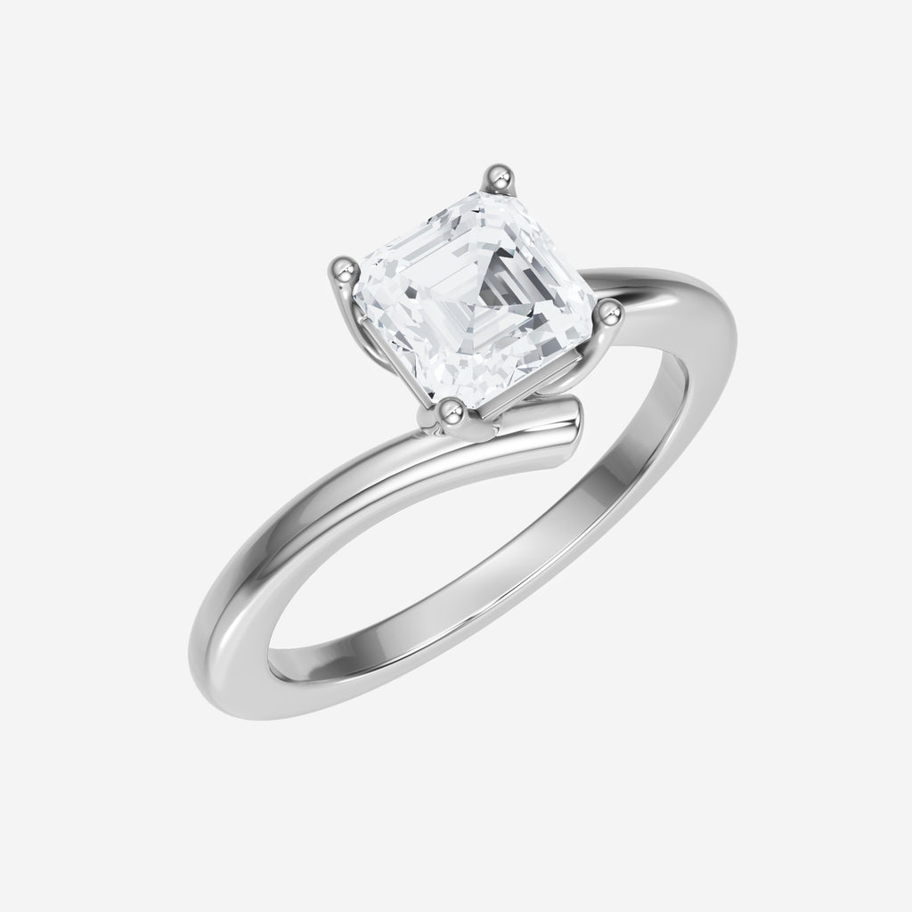 Asscher Vintage Flower Lab Grown Diamond Ring