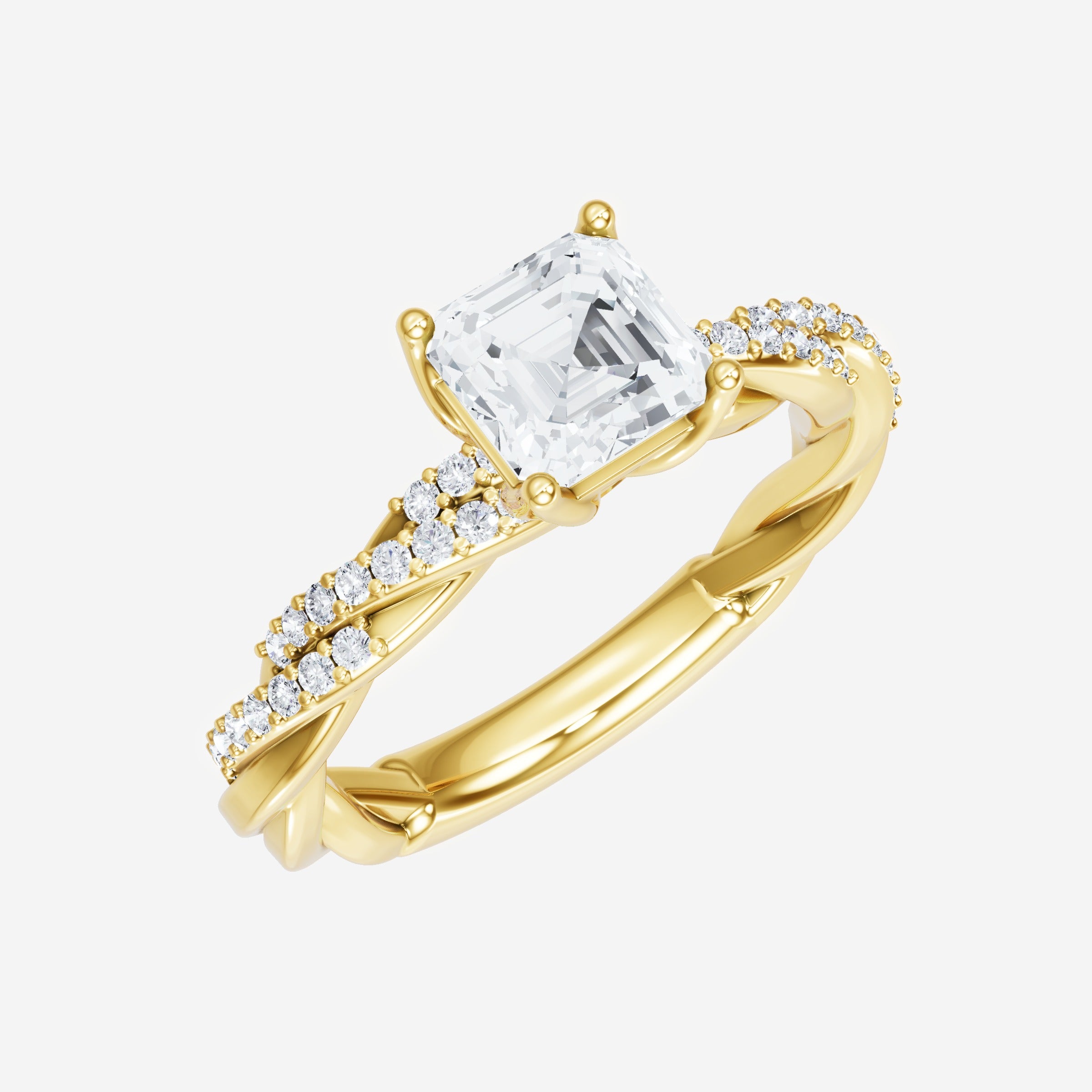 Anillo Asscher de doble halo
