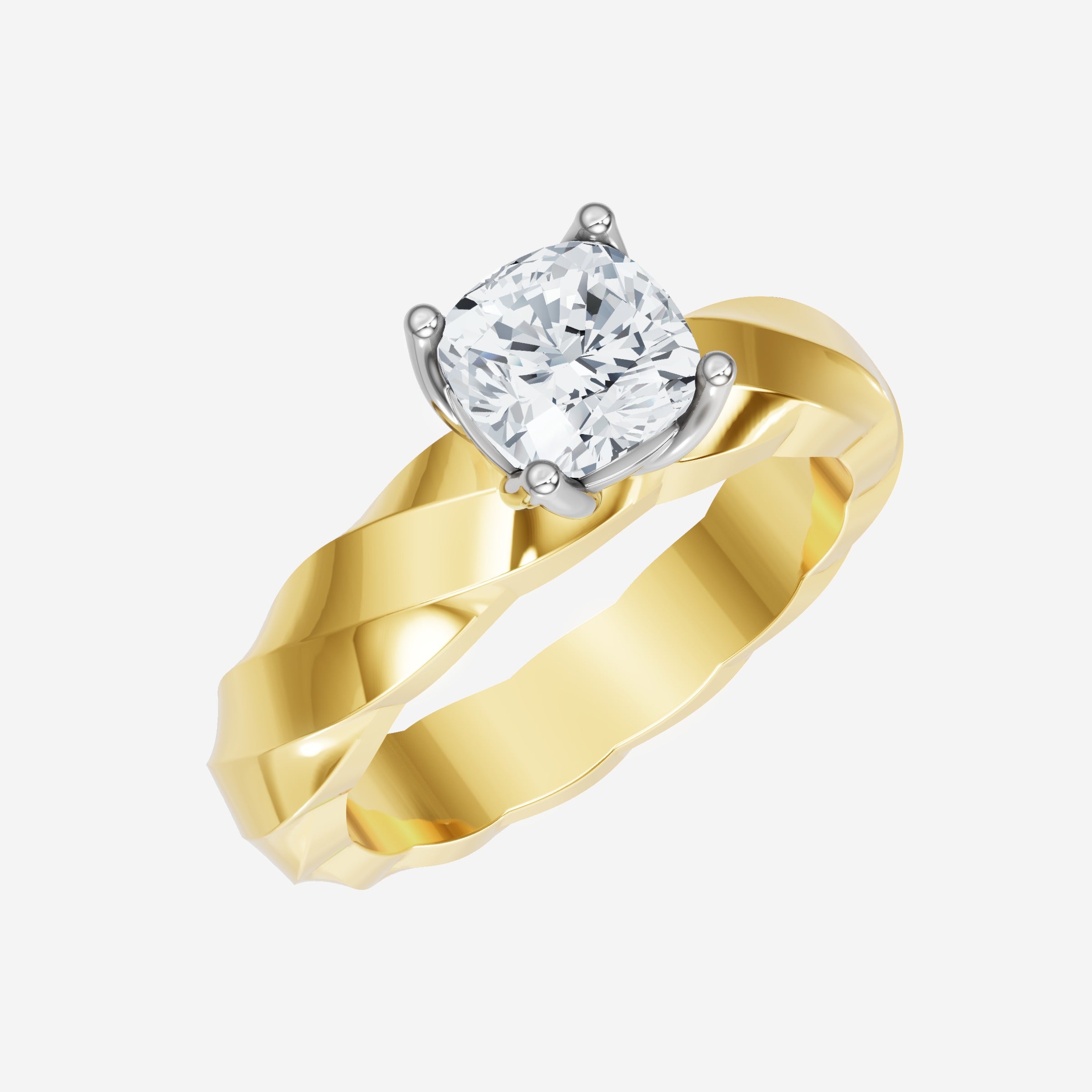 IGI Certified Cushion Tender Love Twisted Solitaire Lab Grown Diamond Ring