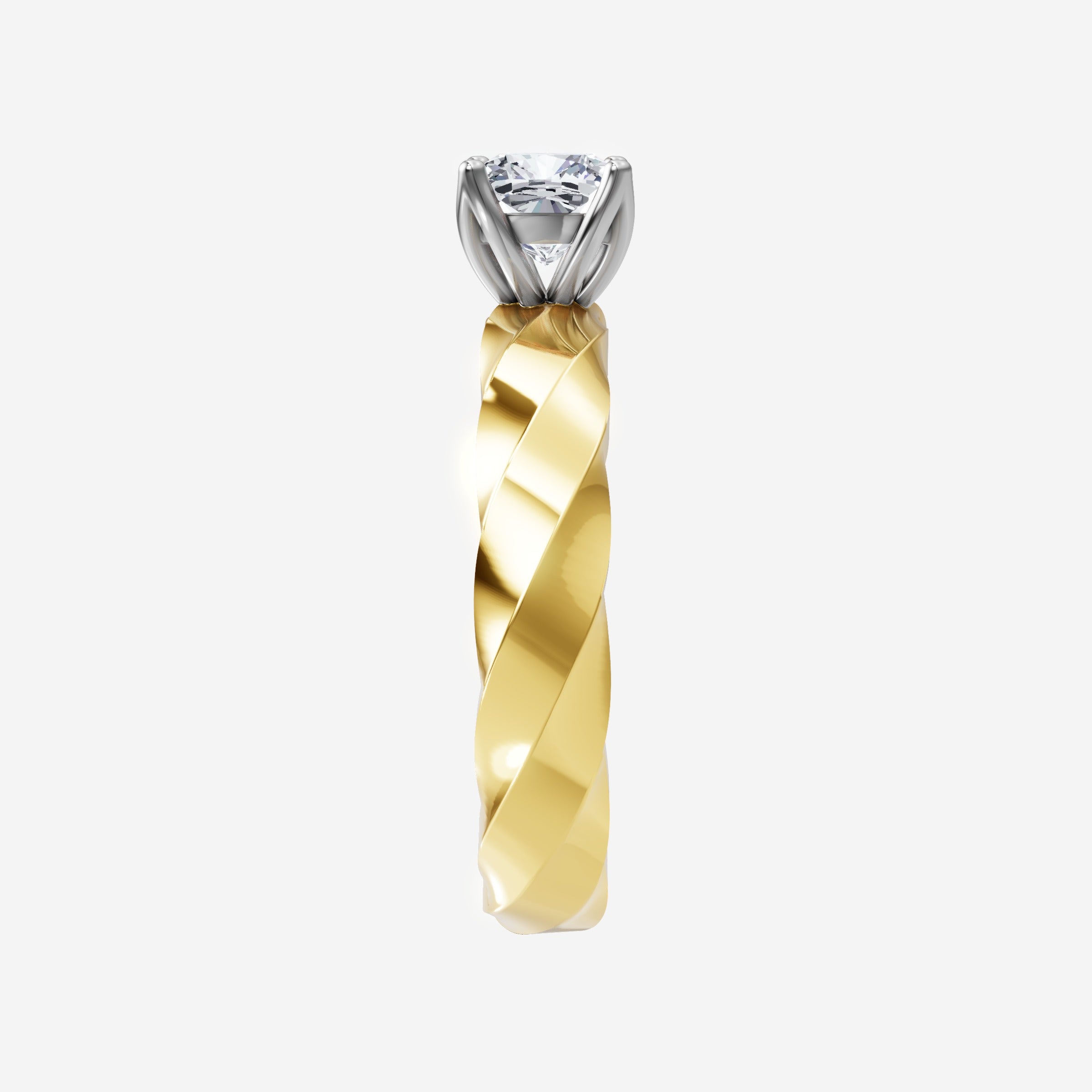 IGI Certified Cushion Tender Love Twisted Solitaire Lab Grown Diamond Ring