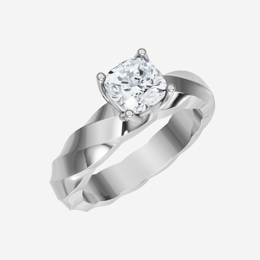 IGI Certified Cushion Tender Love Twisted Solitaire Lab Grown Diamond Ring
