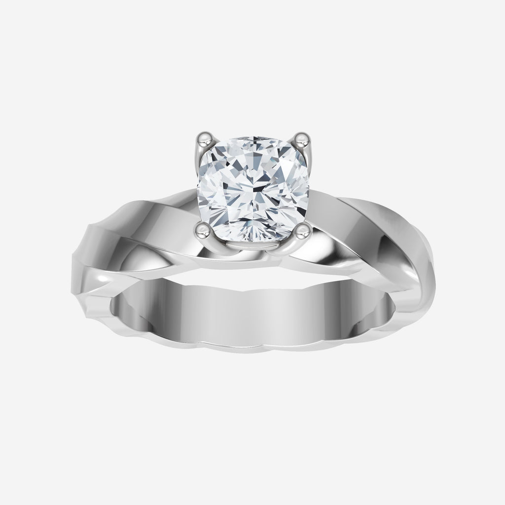 IGI Certified Cushion Tender Love Twisted Solitaire Lab Grown Diamond Ring