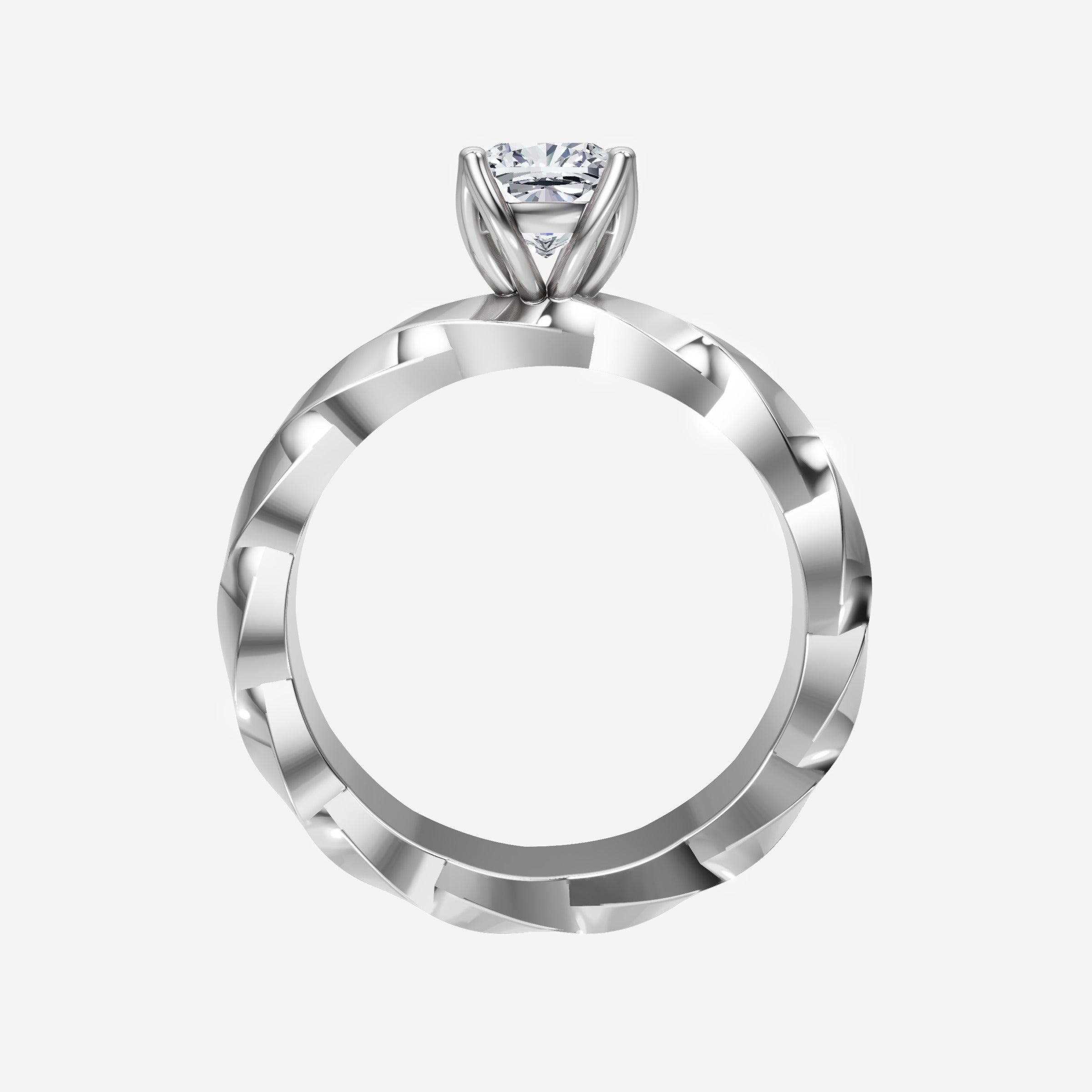 IGI Certified Cushion Tender Love Twisted Solitaire Lab Grown Diamond Ring