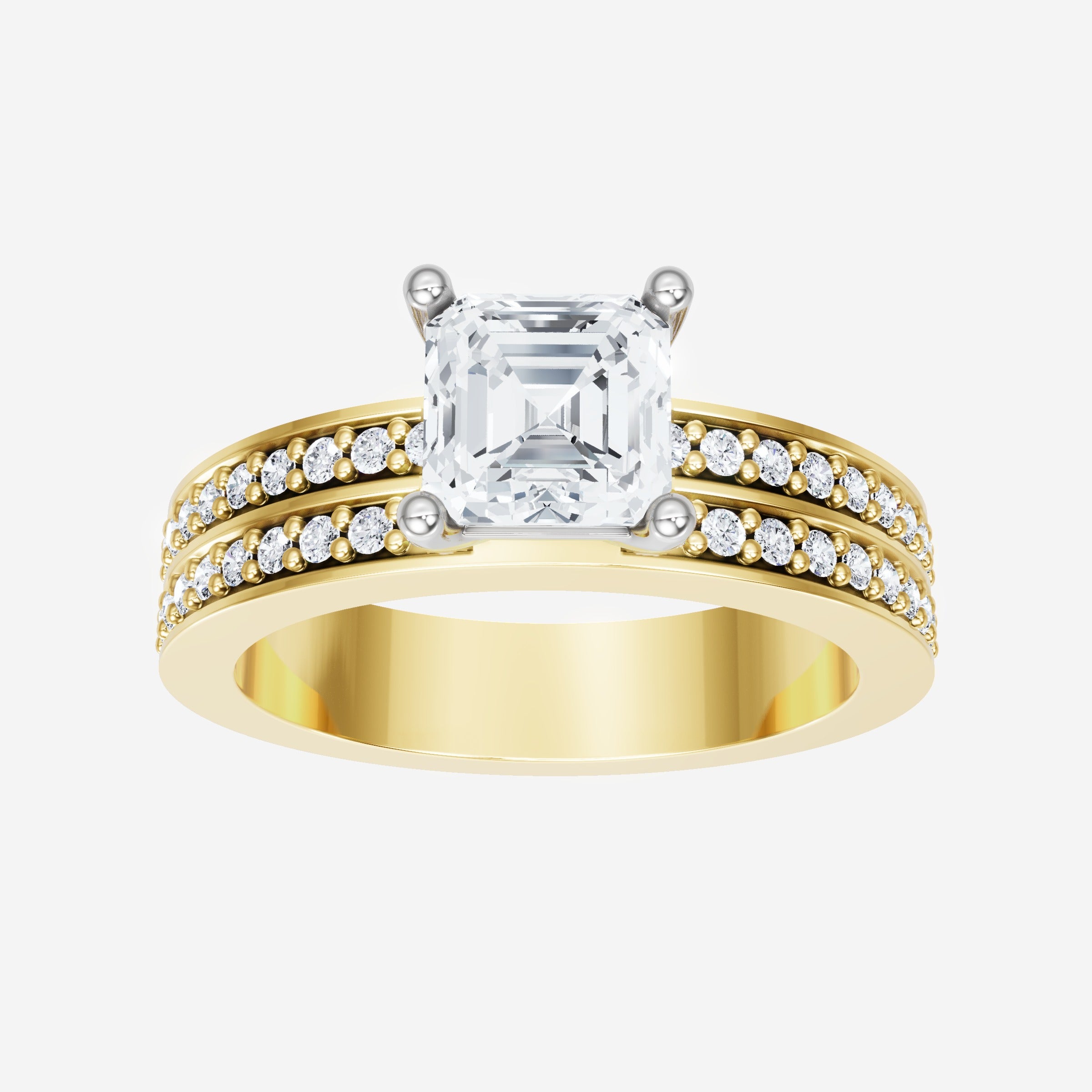 Anillo de halo dividido eterno de Asscher