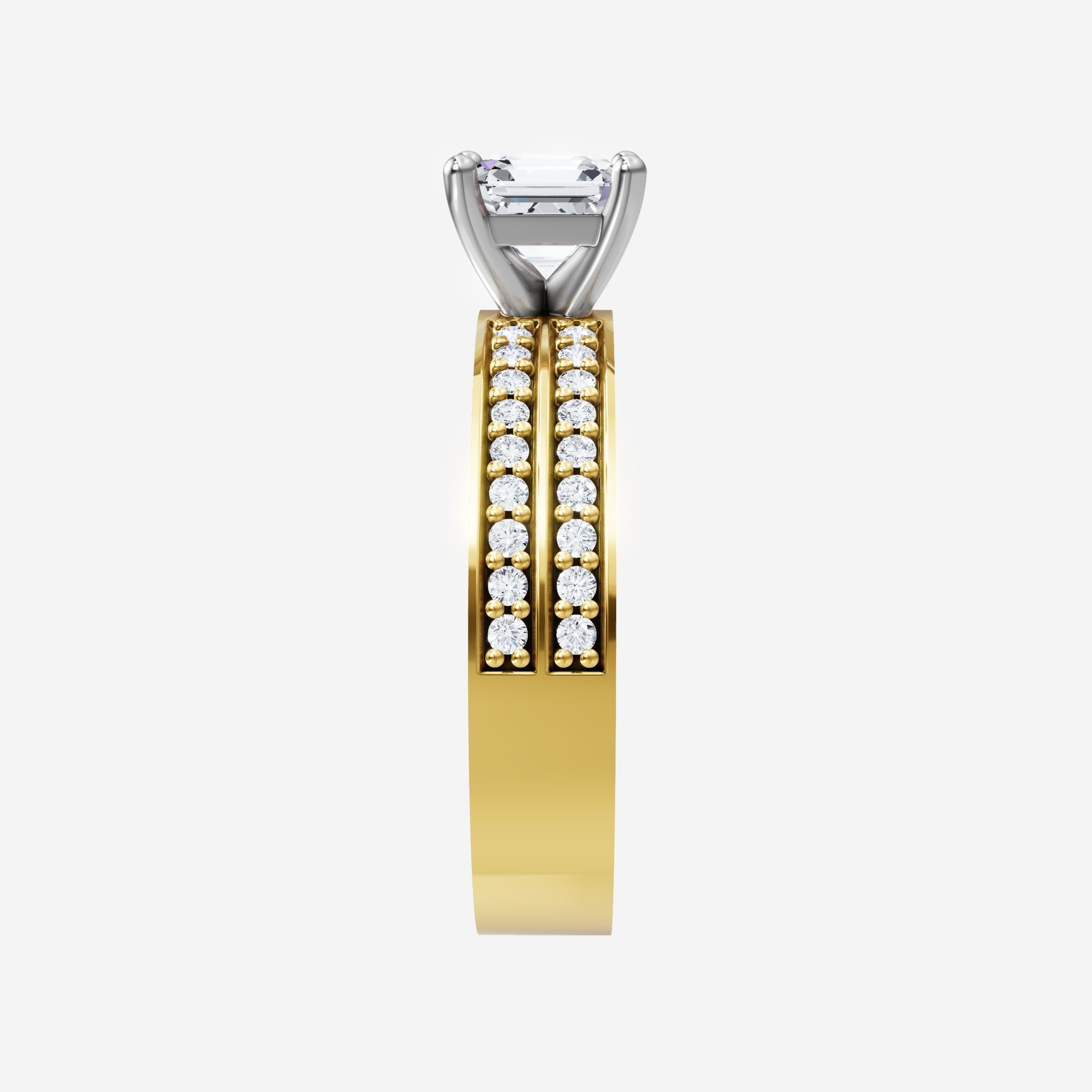 Anillo de halo dividido eterno de Asscher