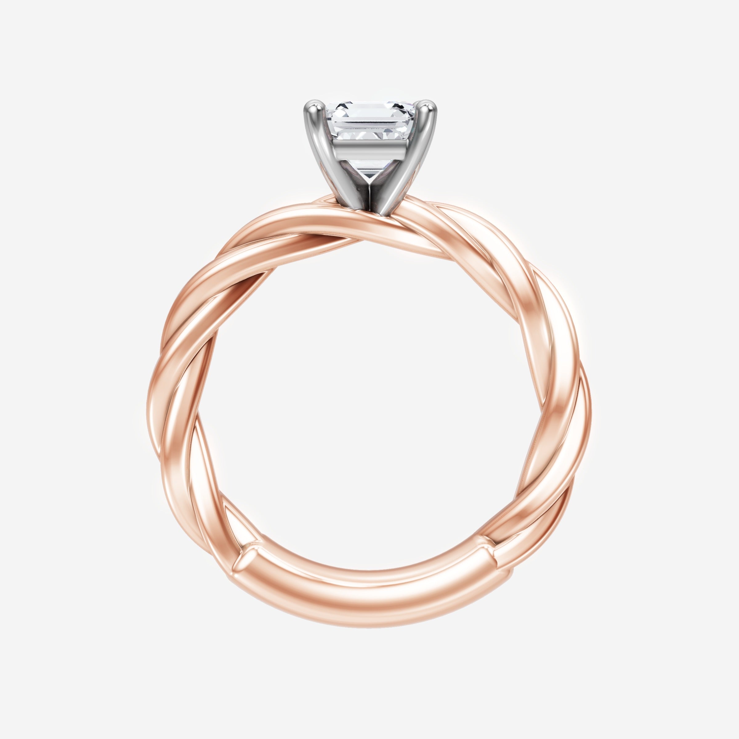 Anillo de halo dividido eterno de Asscher