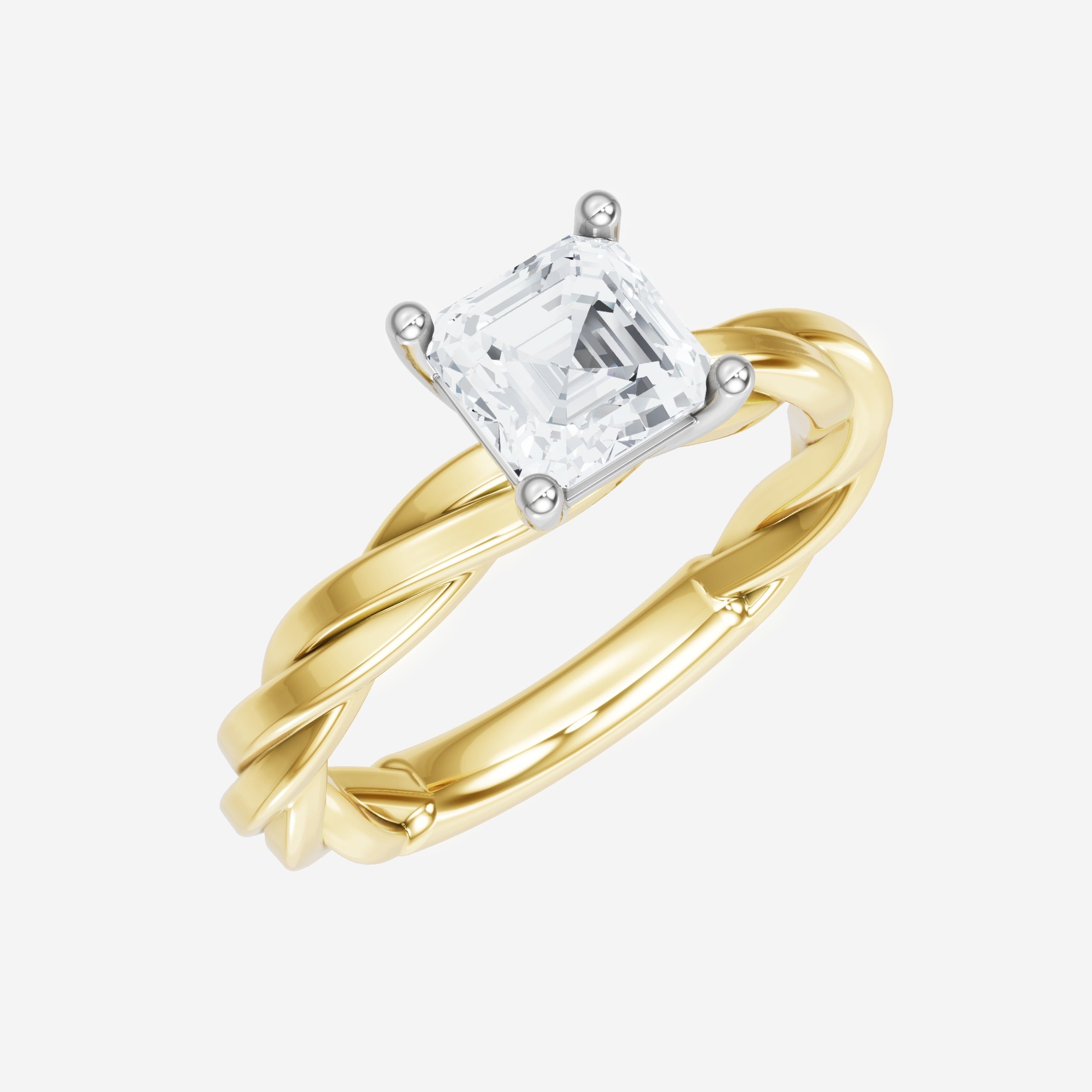 Anillo de halo dividido eterno de Asscher