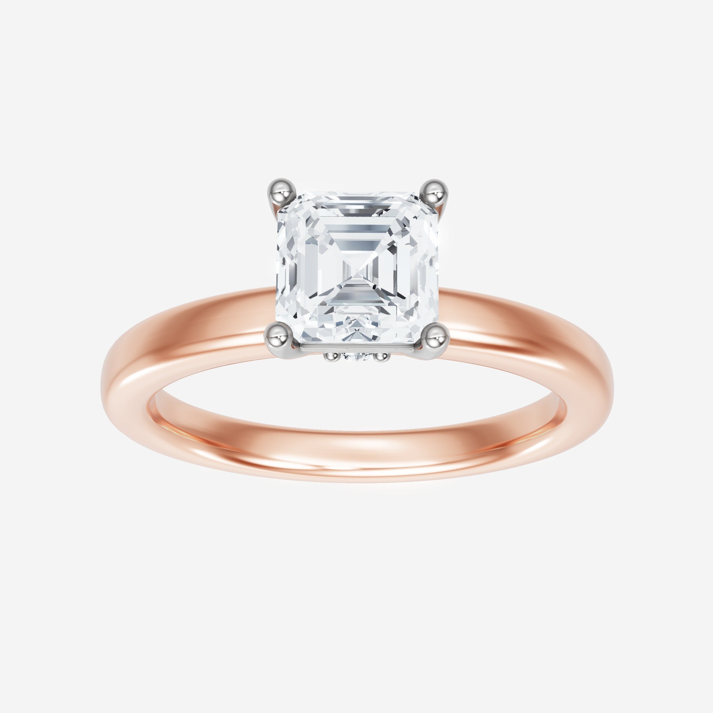 Anillo de halo dividido eterno de Asscher