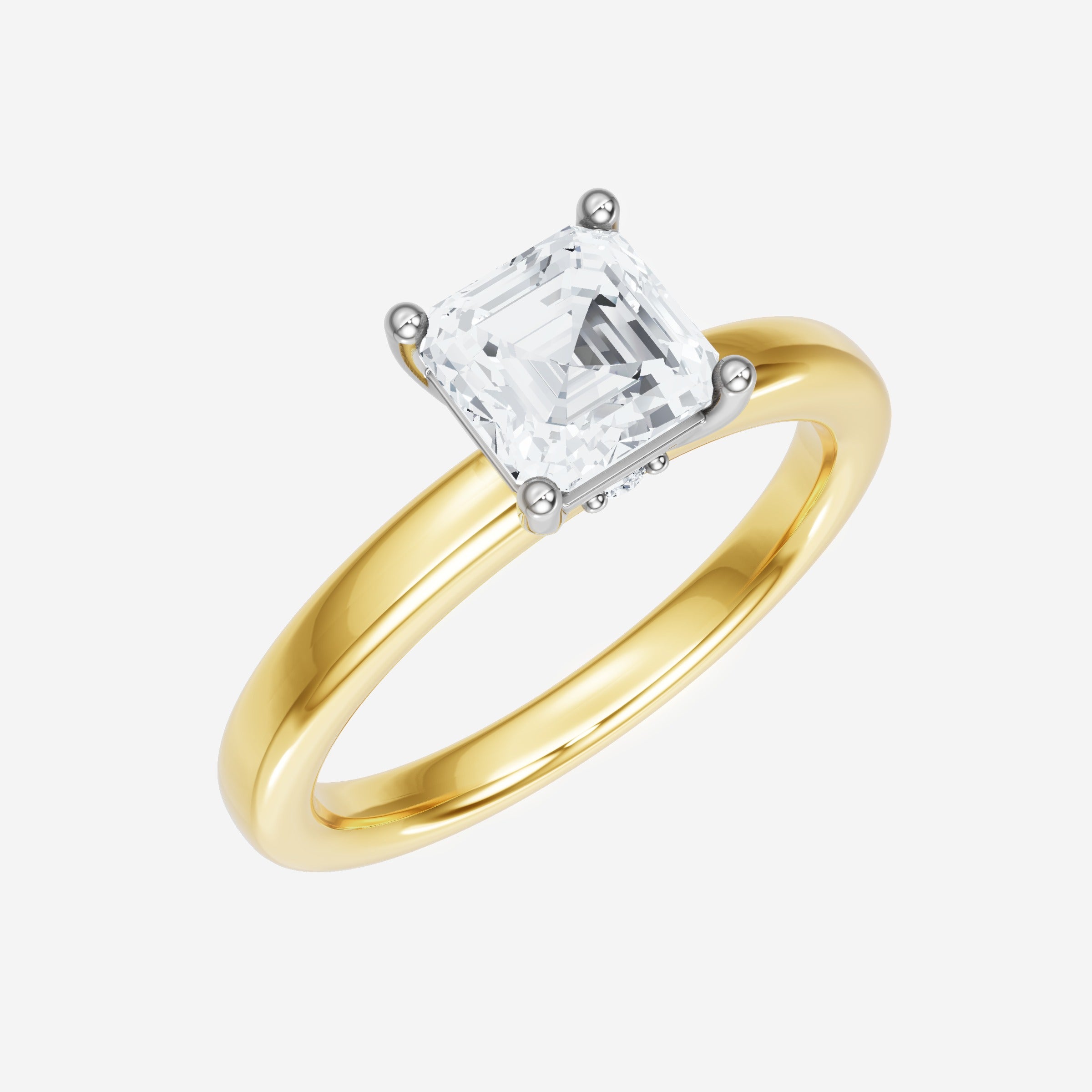 Anillo de halo dividido eterno de Asscher