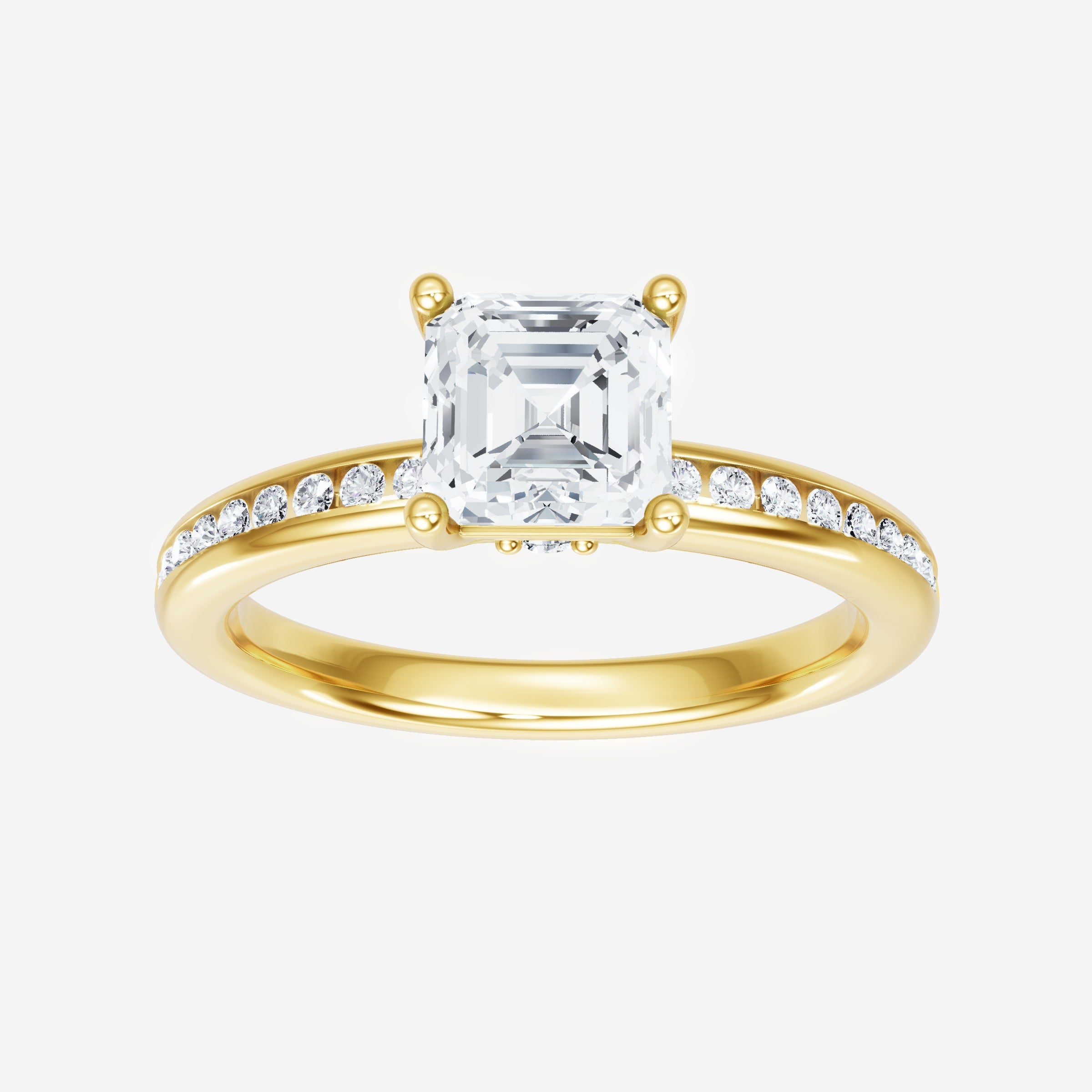 Anillo deslumbrante y glamoroso de Asscher