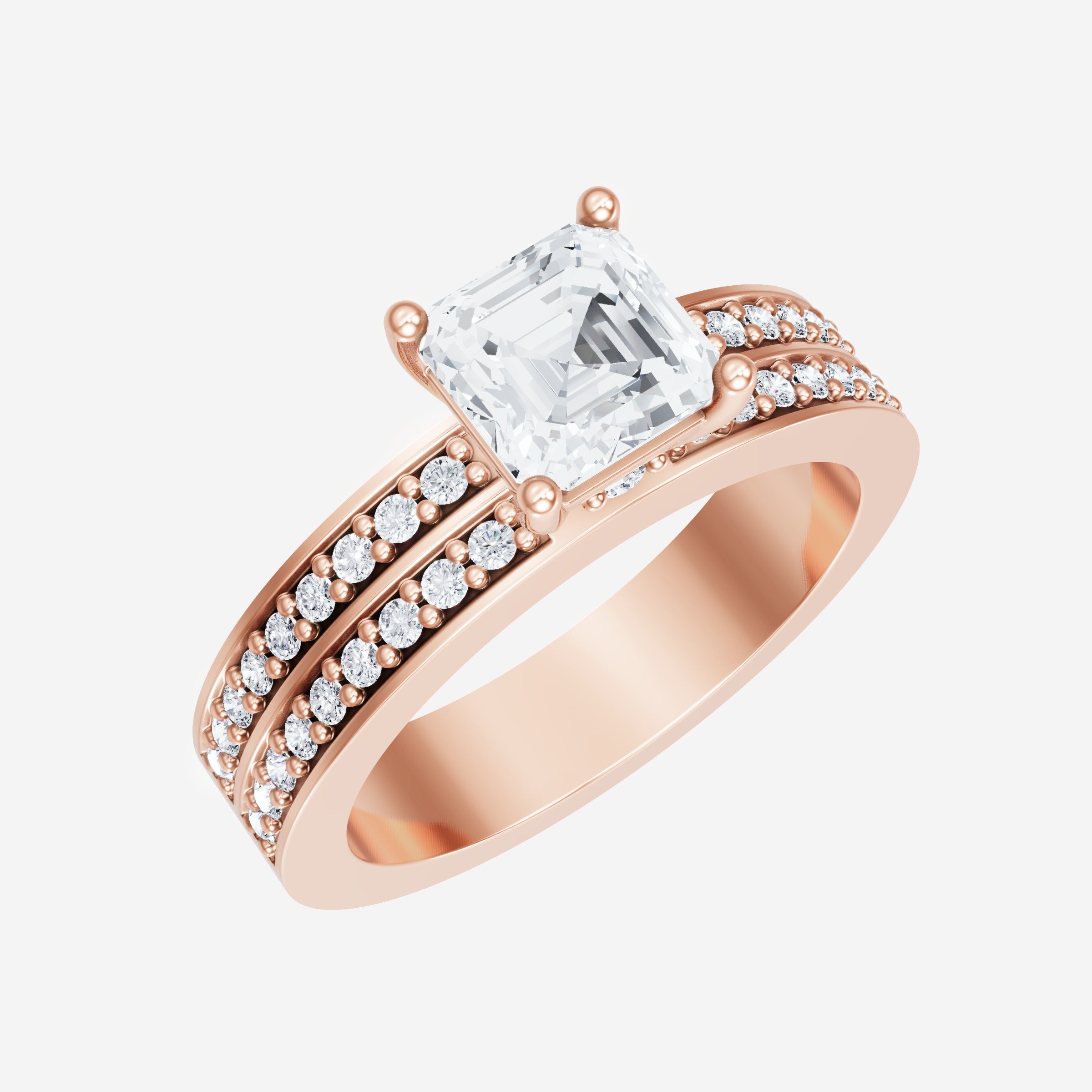 Asscher adornado con un anillo de luz