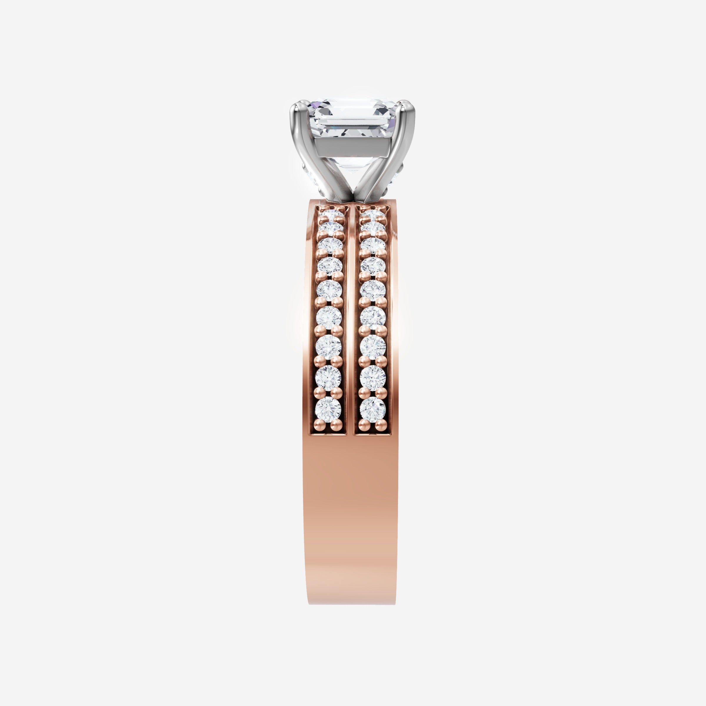 Anillo de halo dividido eterno de Asscher