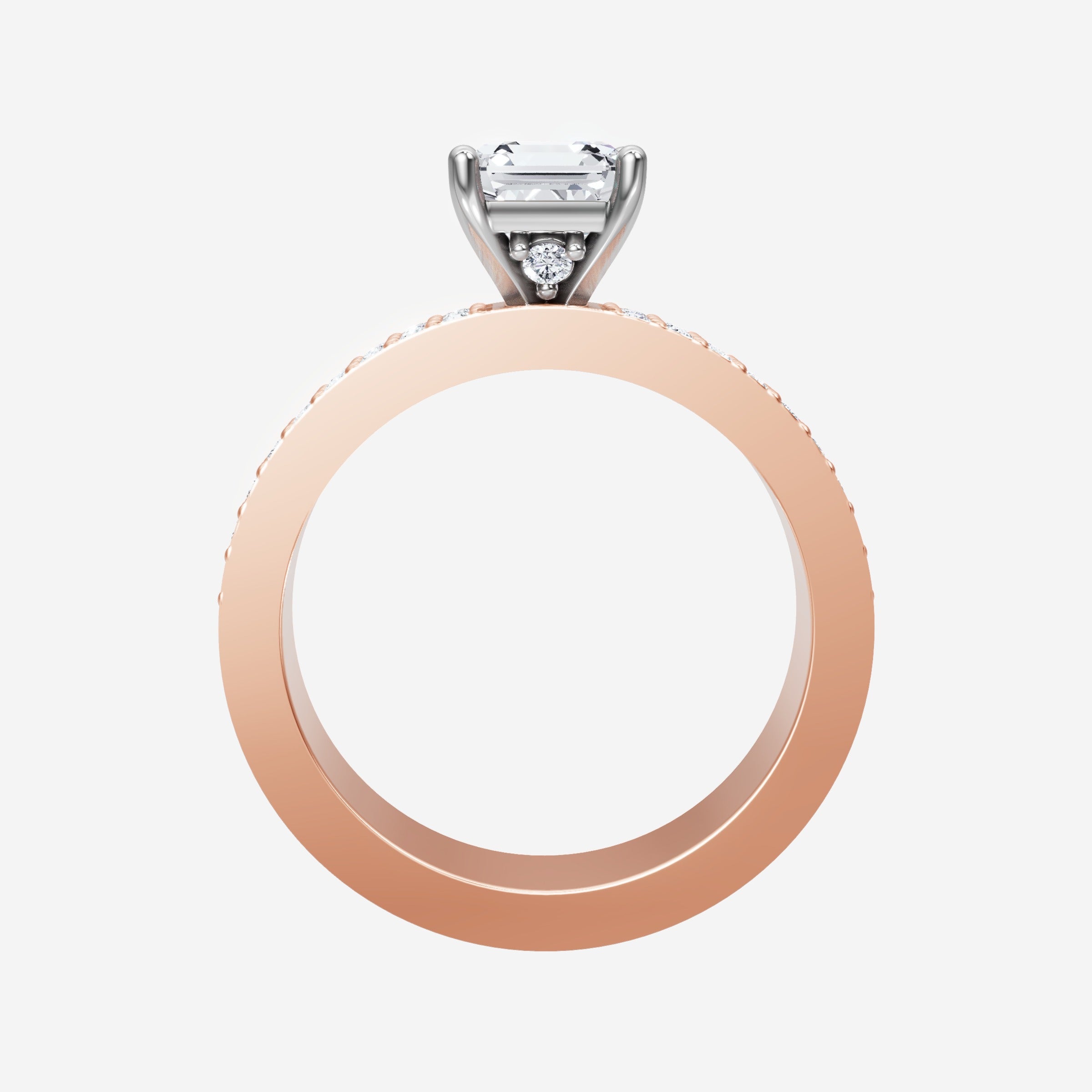 Anillo de halo dividido eterno de Asscher