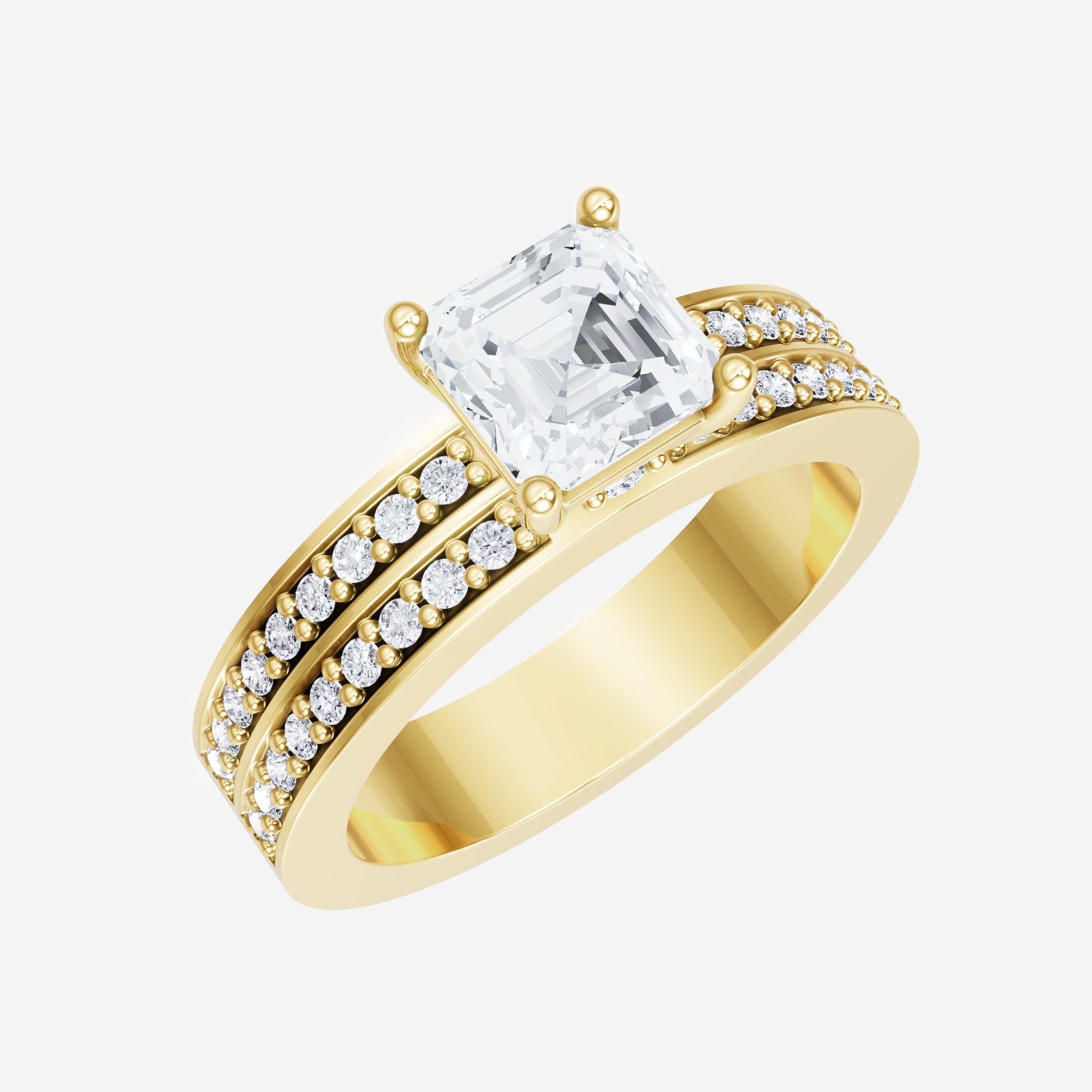 Anillo de halo dividido eterno de Asscher