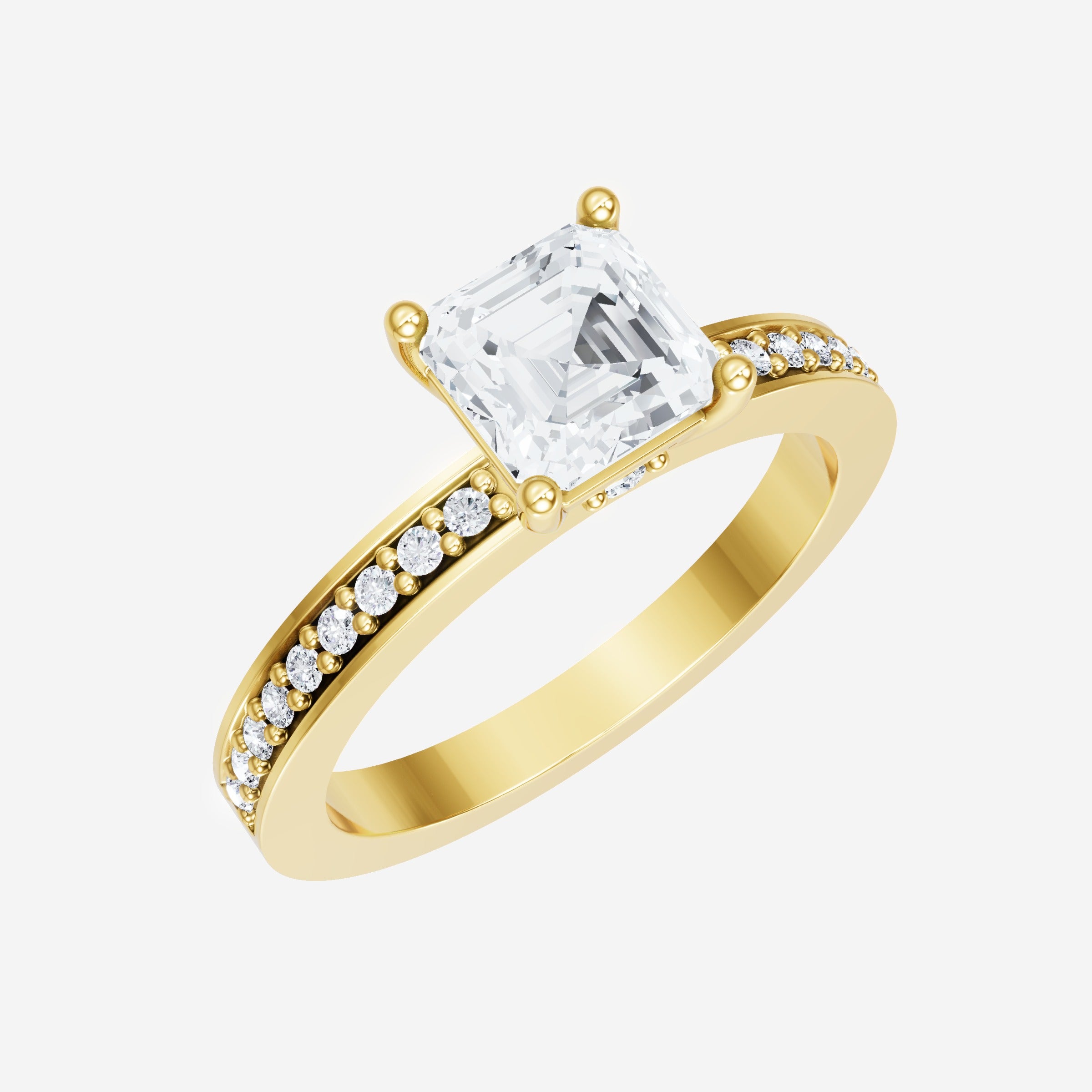 Anillo deslumbrante y glamoroso de Asscher