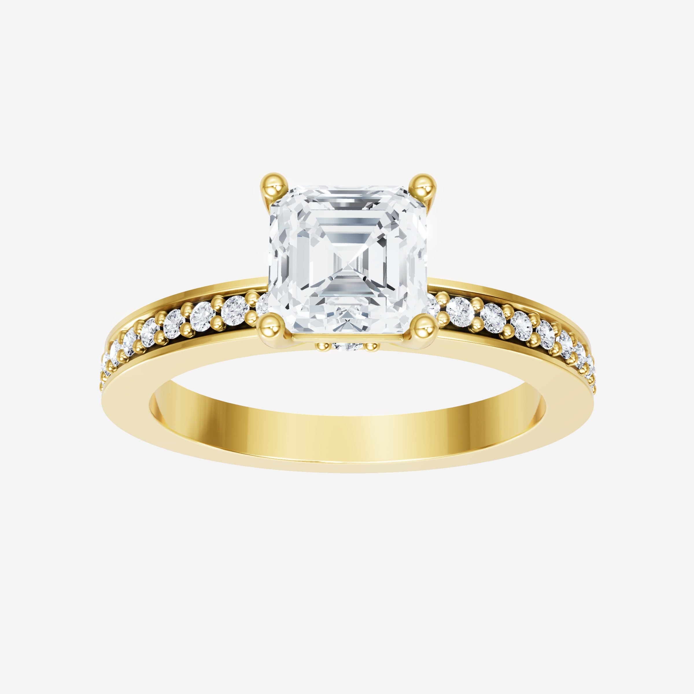 Anillo deslumbrante y glamoroso de Asscher