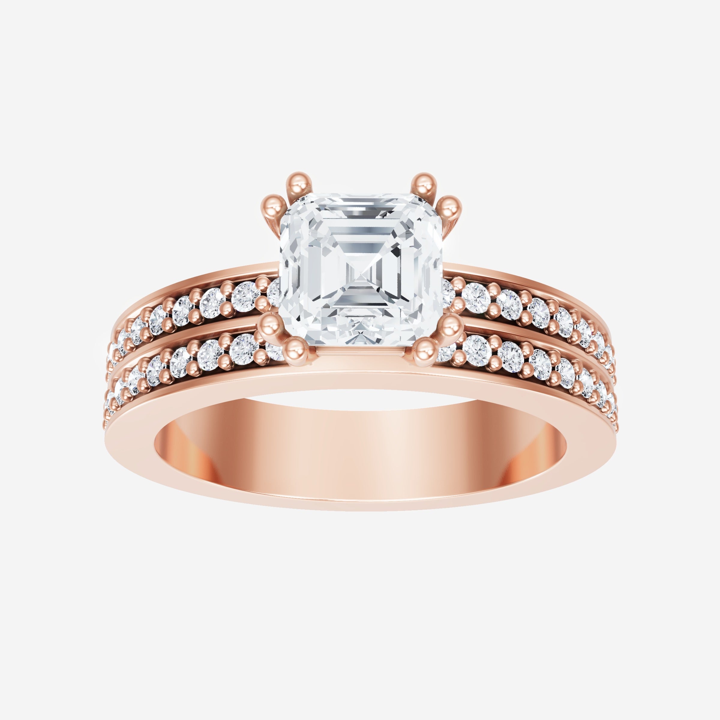 Anillo de halo dividido eterno de Asscher