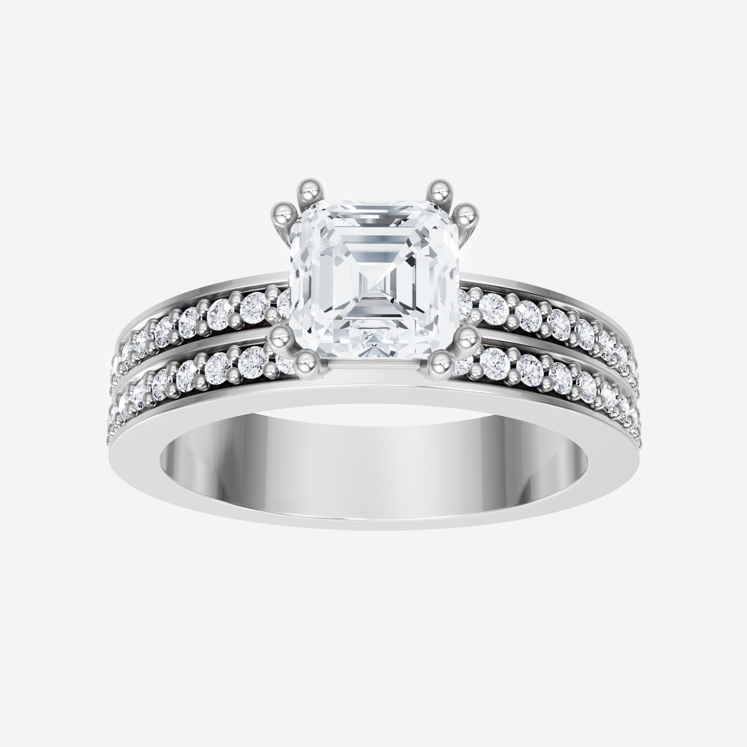 Anillo de halo dividido eterno de Asscher