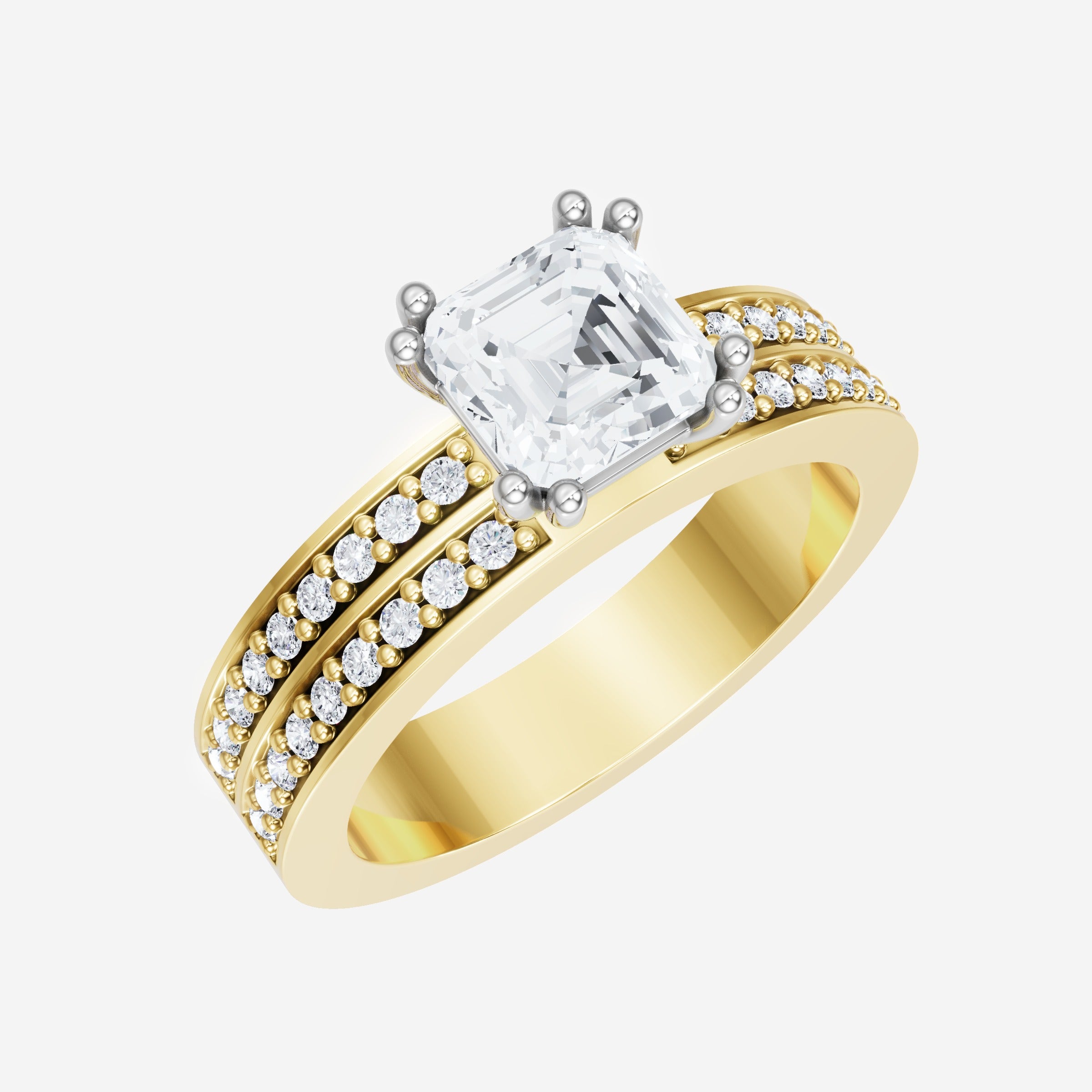 Anillo de halo dividido eterno de Asscher