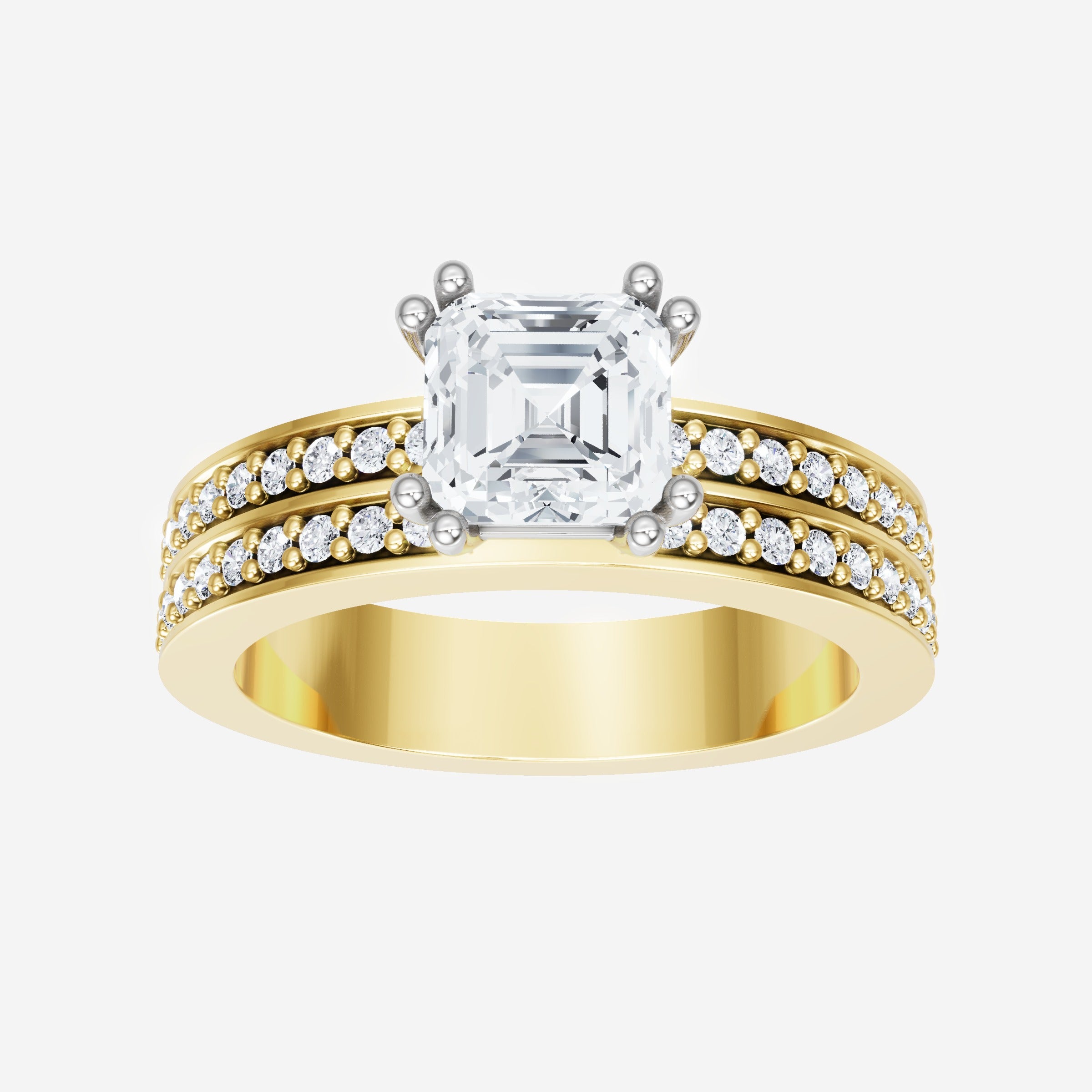 Anillo de halo dividido eterno de Asscher