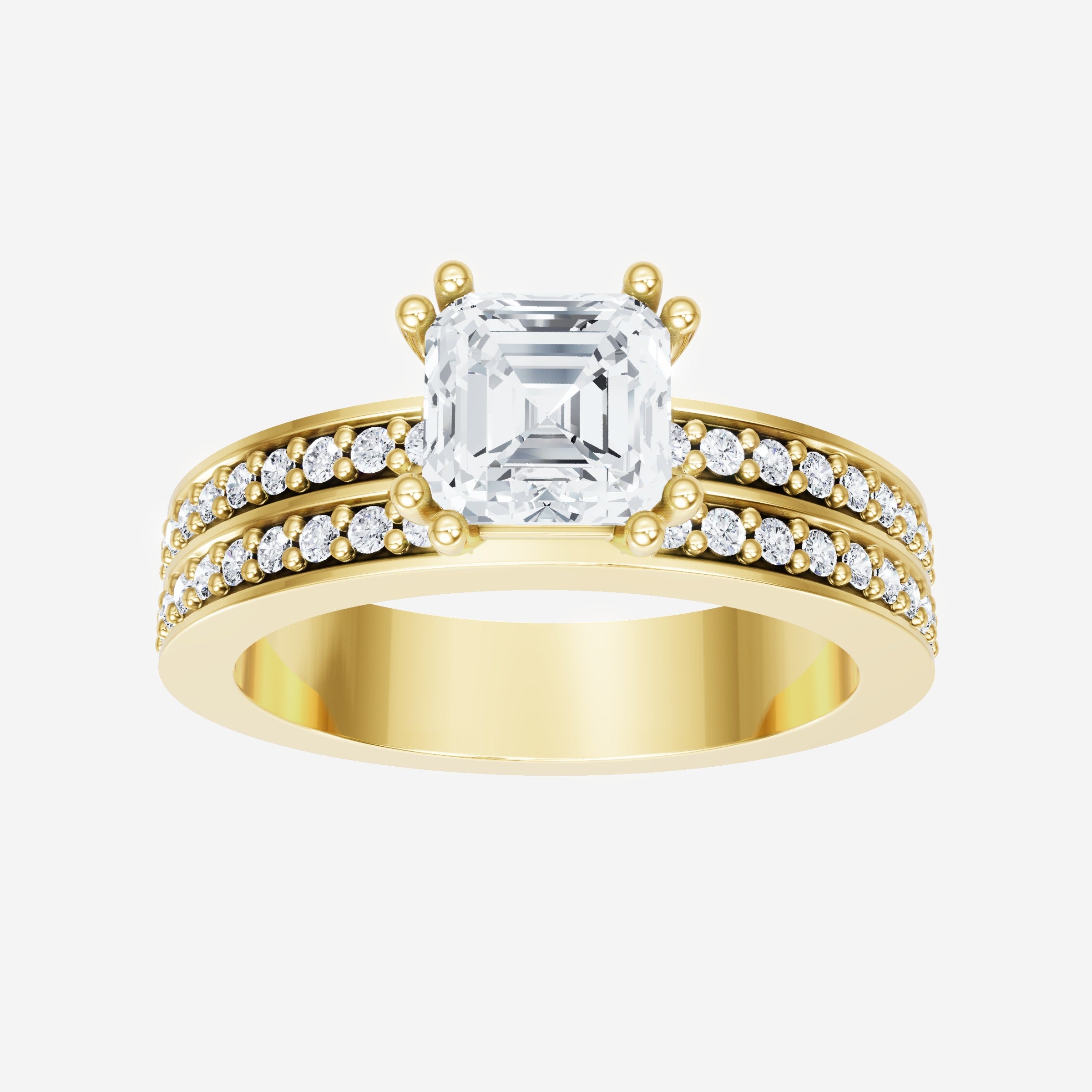 Anillo de halo dividido eterno de Asscher