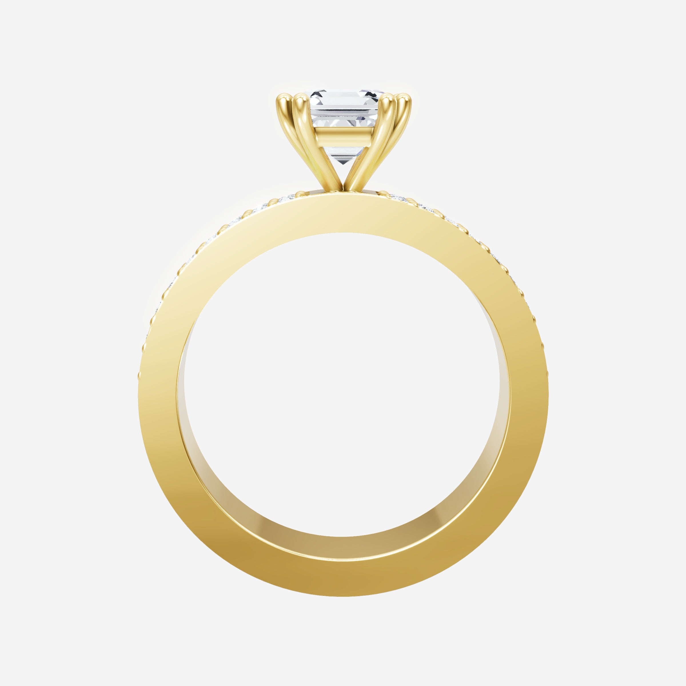 Anillo de halo dividido eterno de Asscher