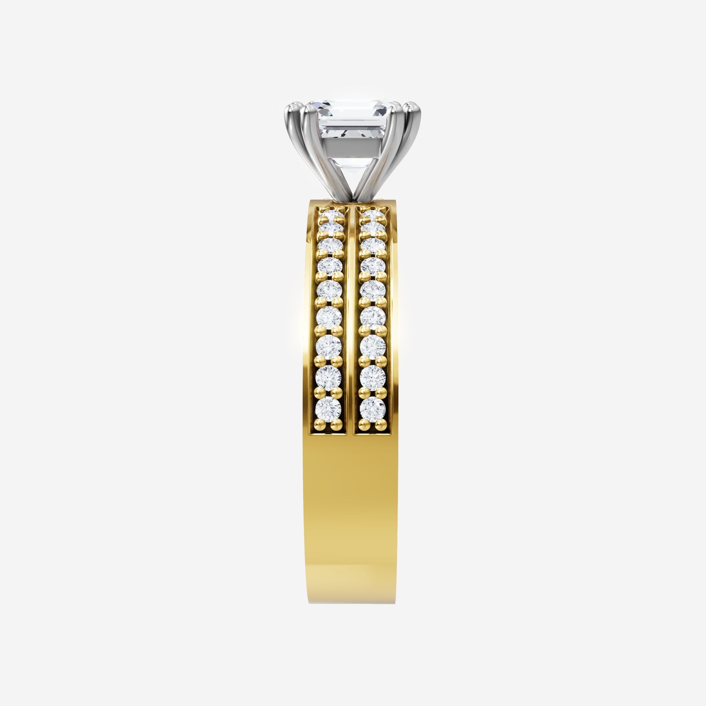 Anillo de halo dividido eterno de Asscher