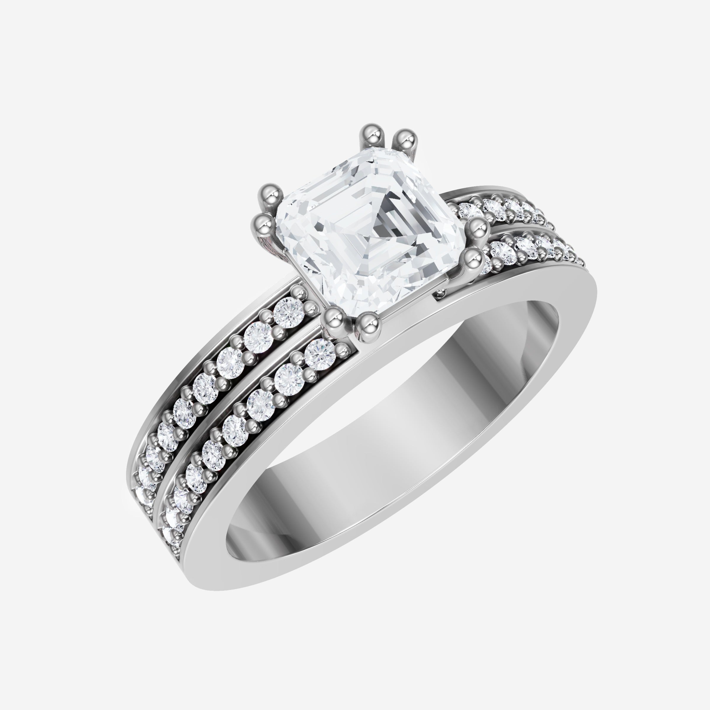 Anillo de halo dividido eterno de Asscher