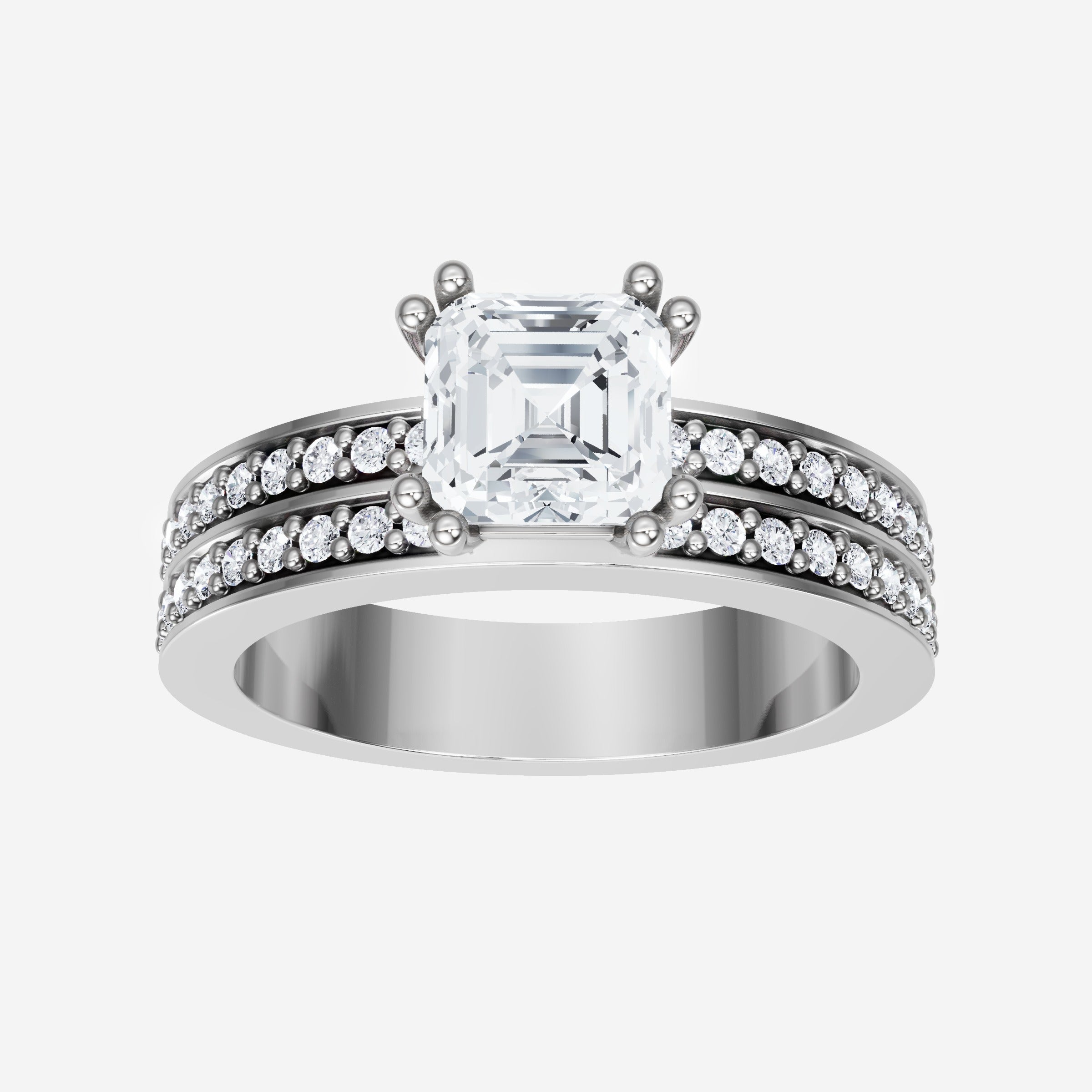 Anillo de halo dividido eterno de Asscher