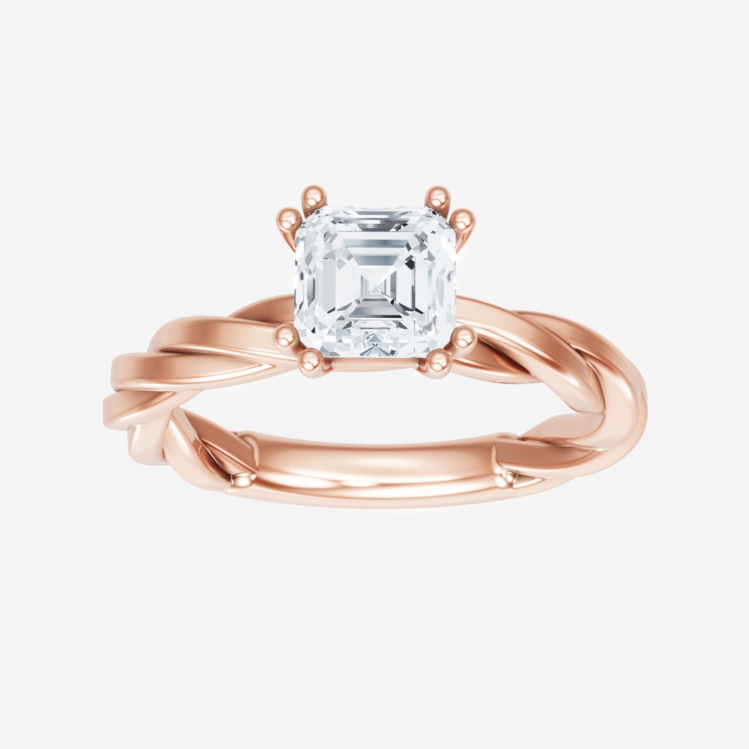 Anillo de halo dividido eterno de Asscher