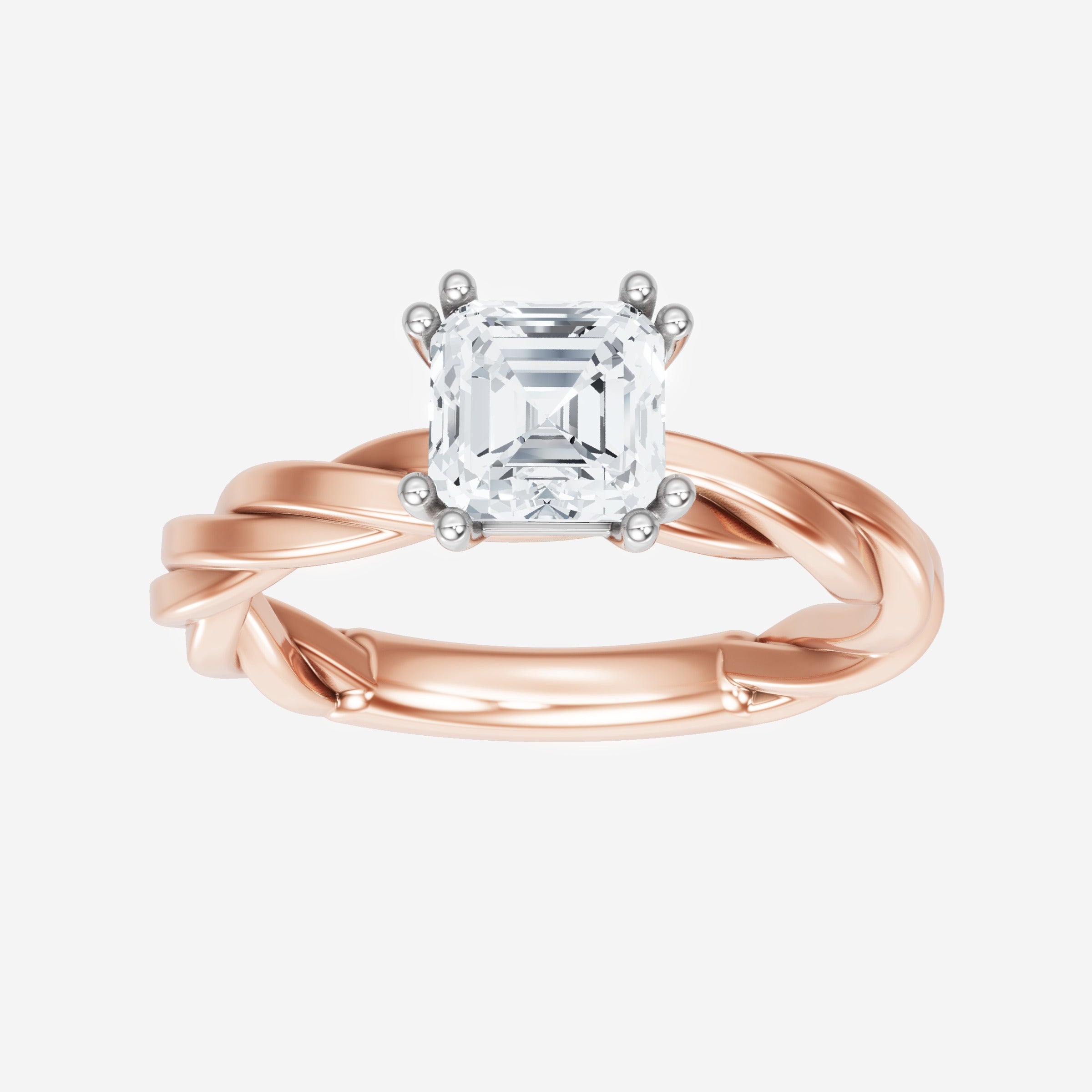 Anillo de halo dividido eterno de Asscher