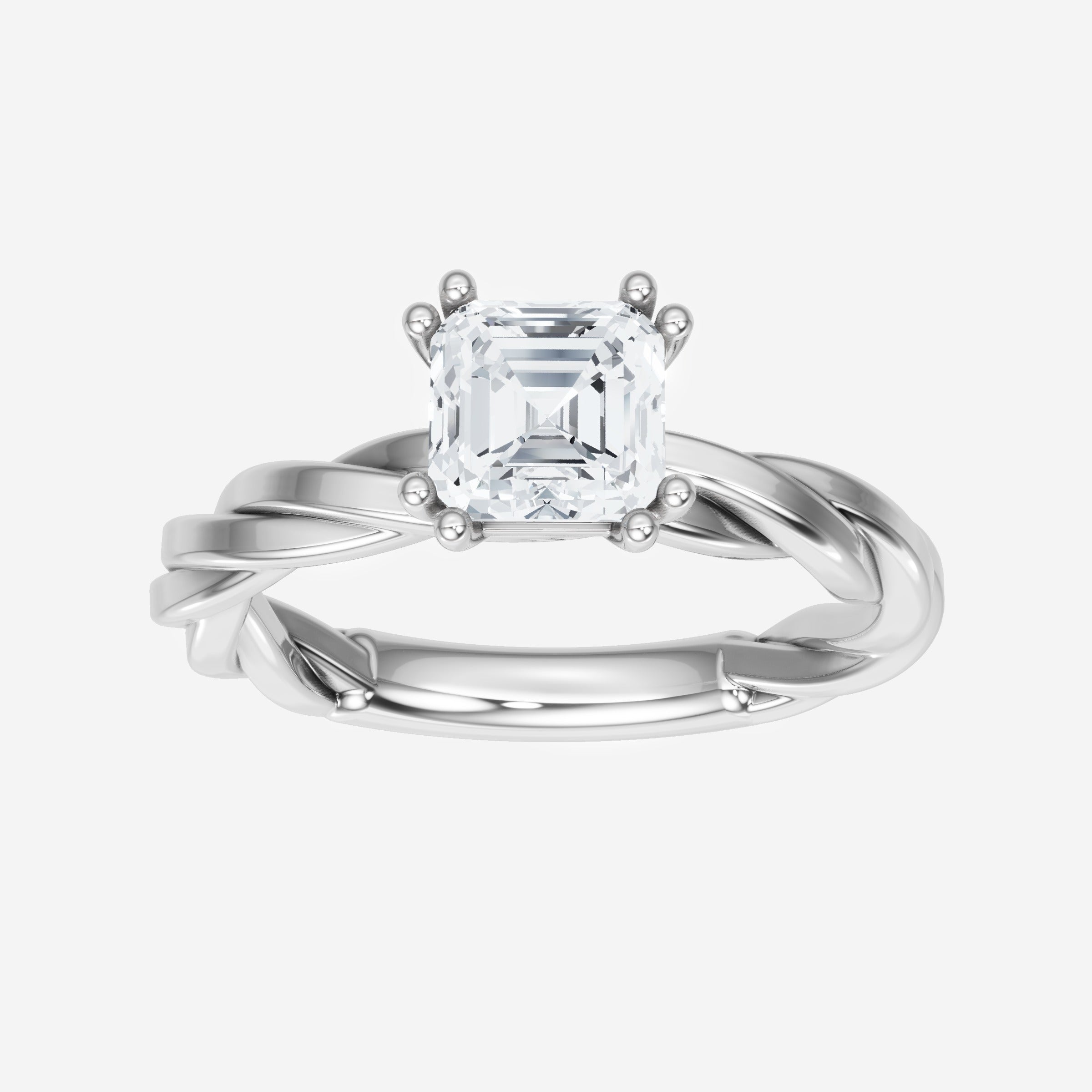 Anillo de halo dividido eterno de Asscher