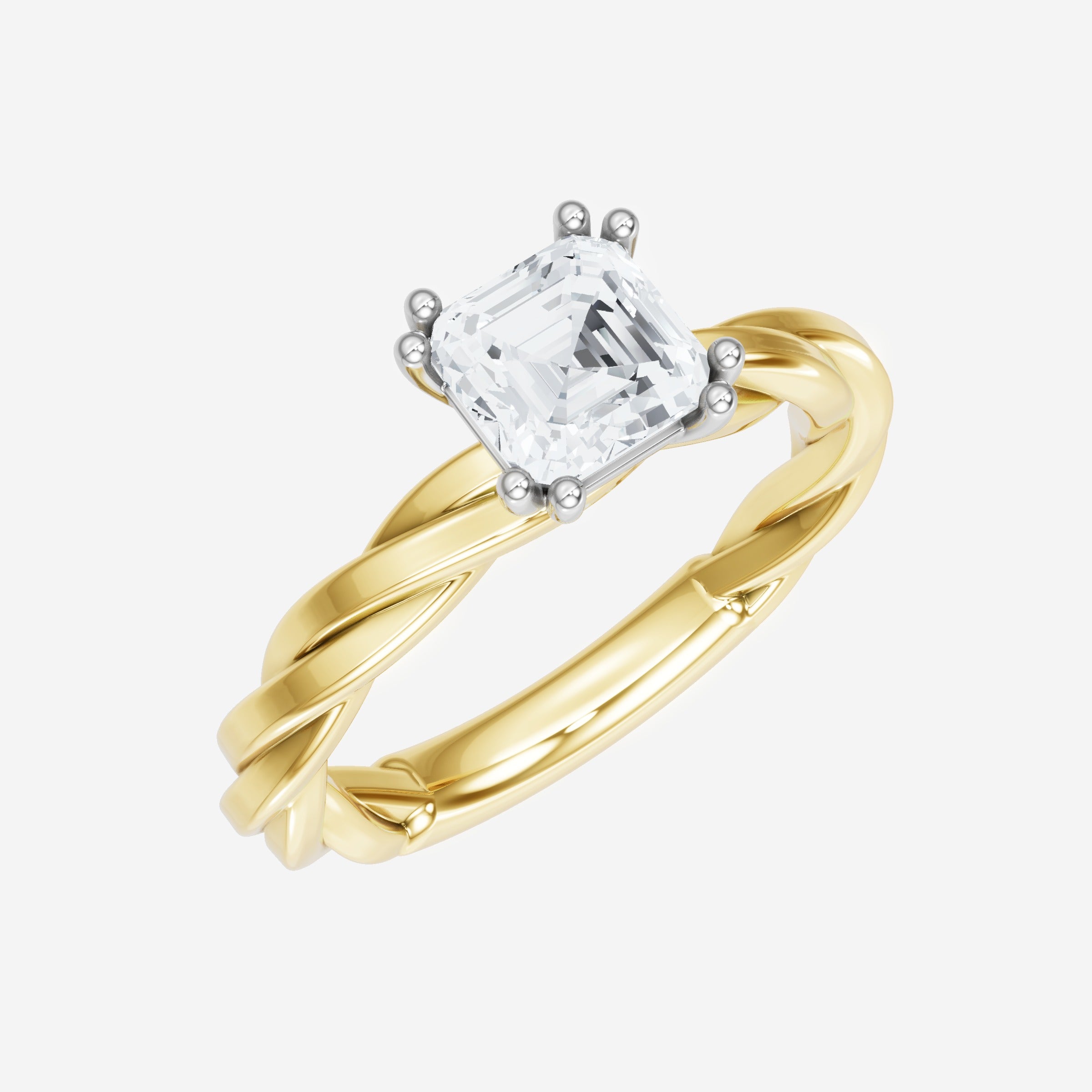 Anillo de halo dividido eterno de Asscher