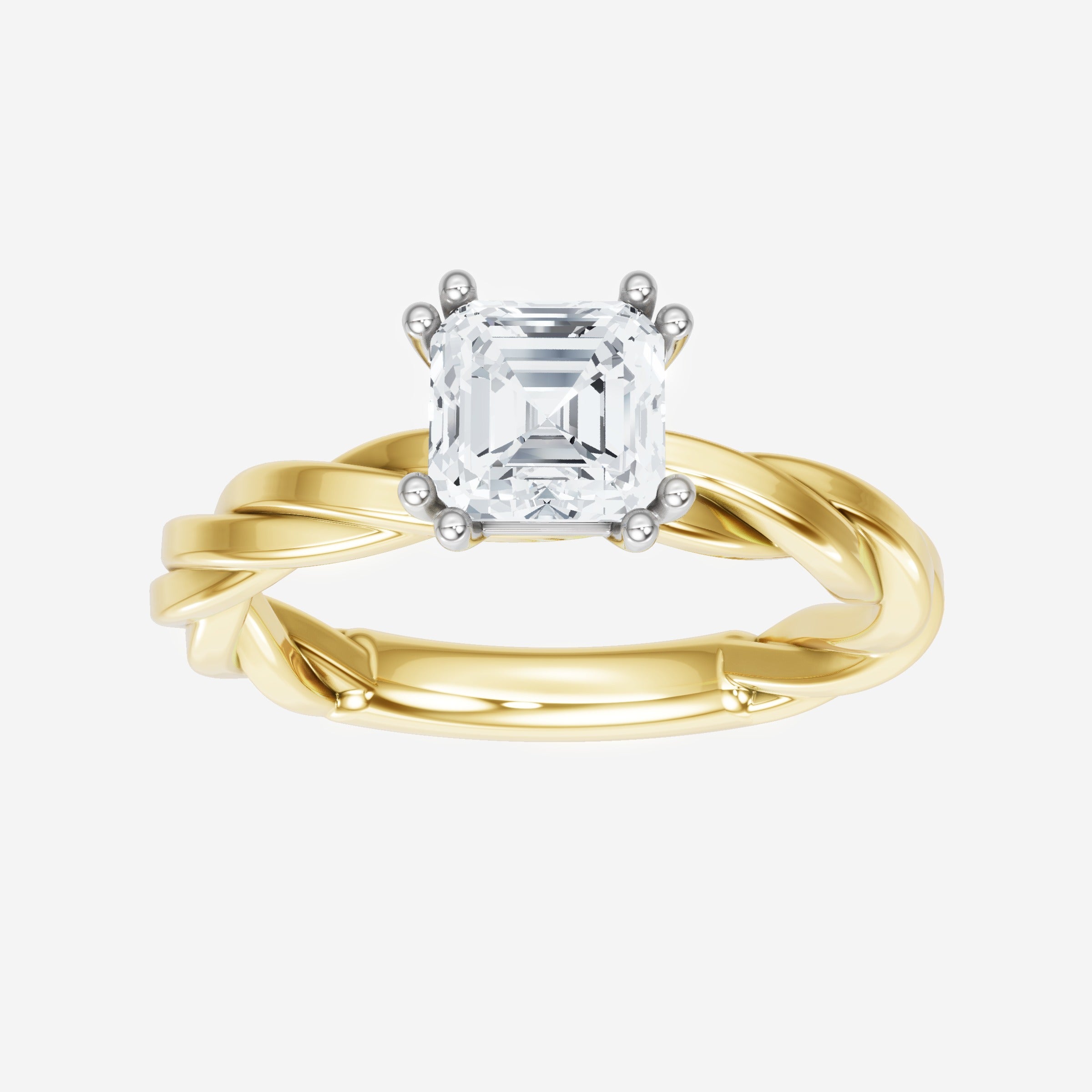 Anillo de halo dividido eterno de Asscher