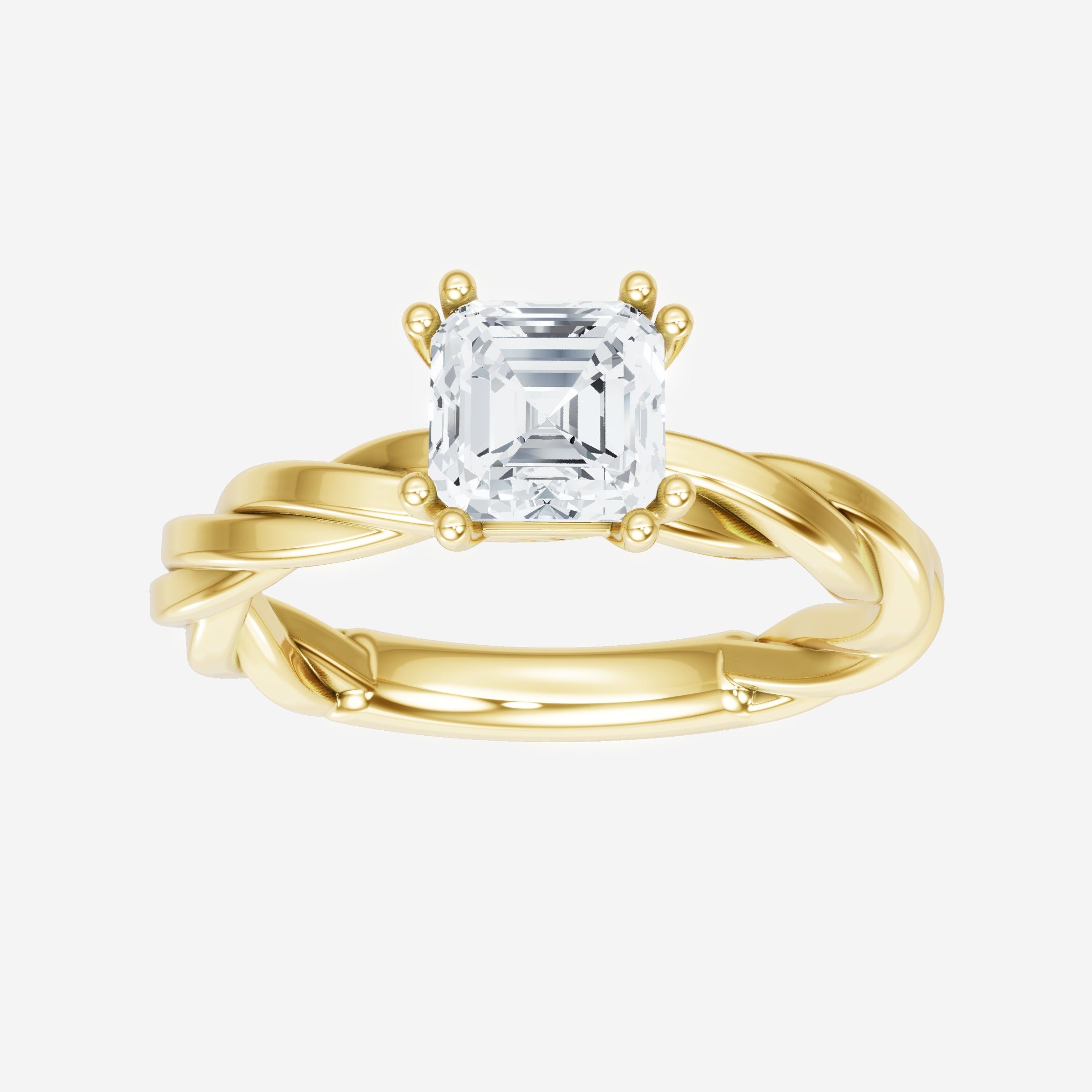 Anillo de halo dividido eterno de Asscher