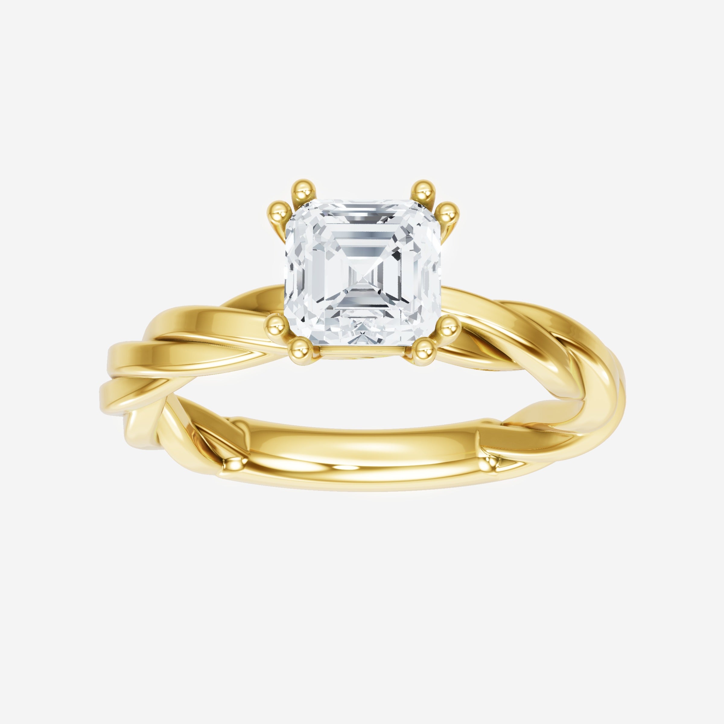 Anillo de halo dividido eterno de Asscher