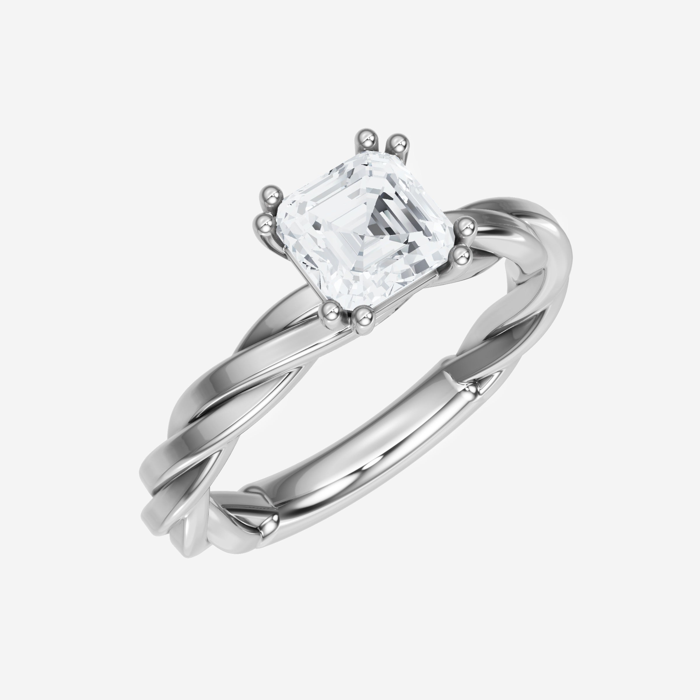 Anillo de halo dividido eterno de Asscher