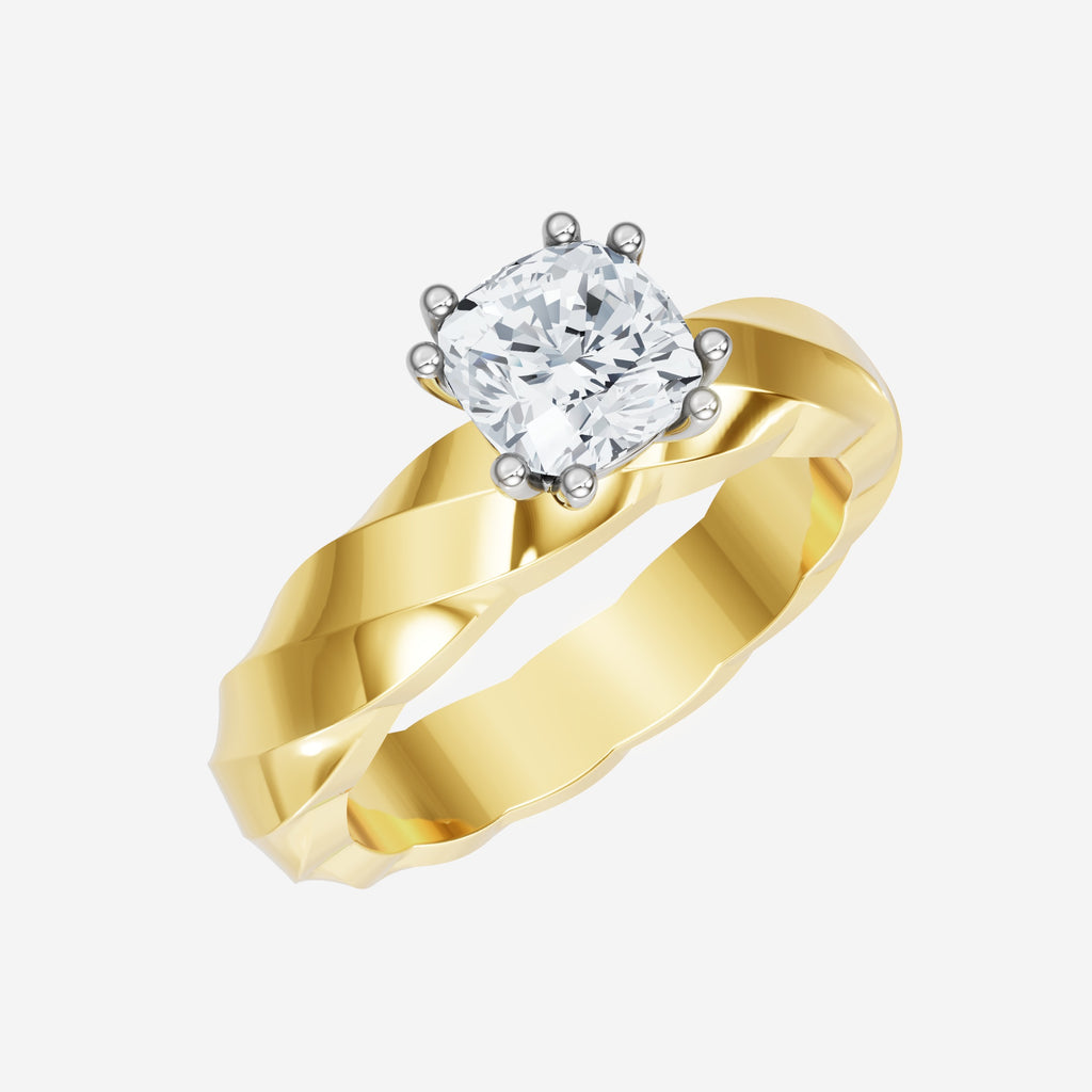 Twisted Shank Cushion Solitaire Lab Grown Diamond Ring (1–5 CT)