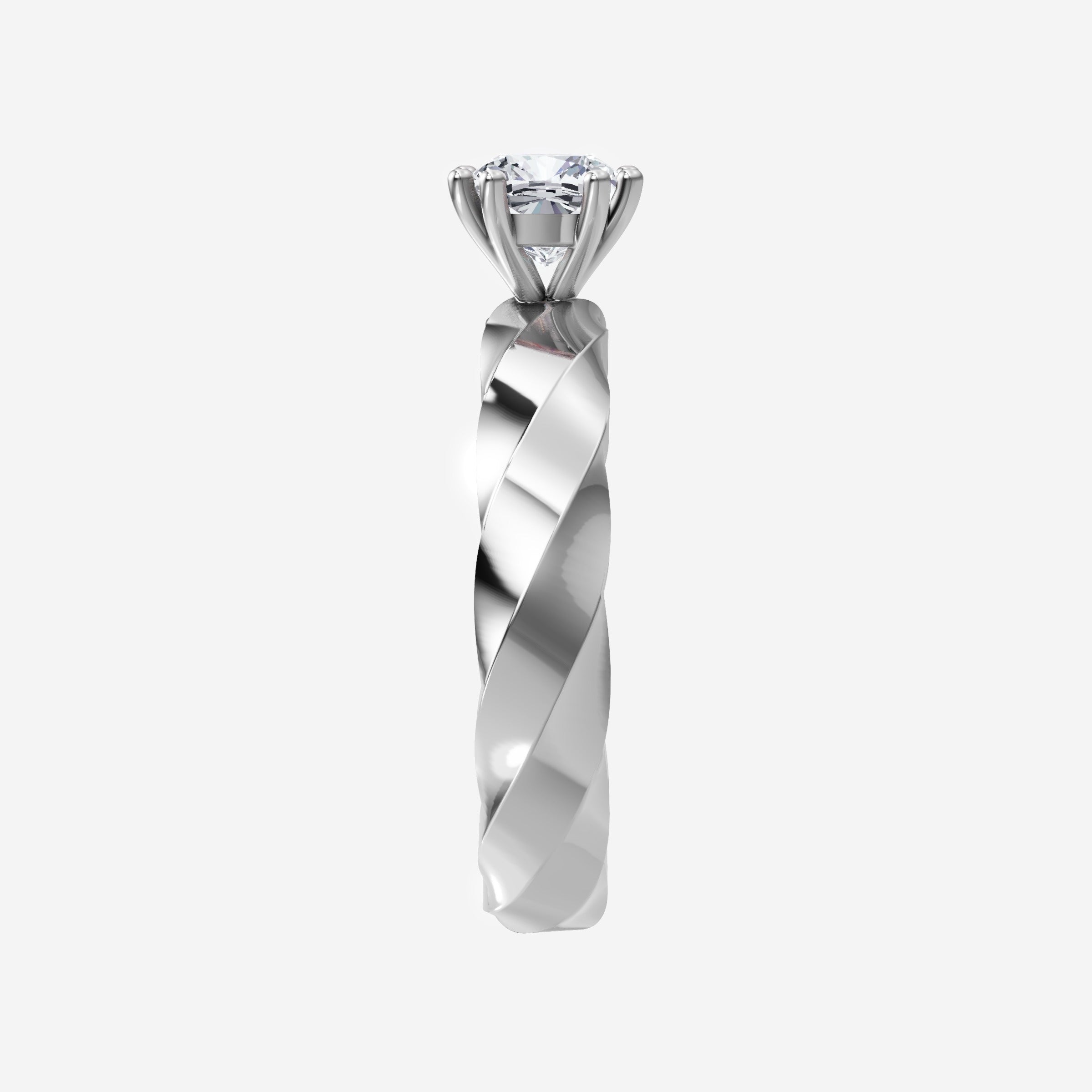 Twisted Shank Cushion Solitaire Lab Grown Diamond Ring (1–5 CT)