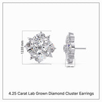 4.25 Carat Lab Grown Diamond Cluster Earrings