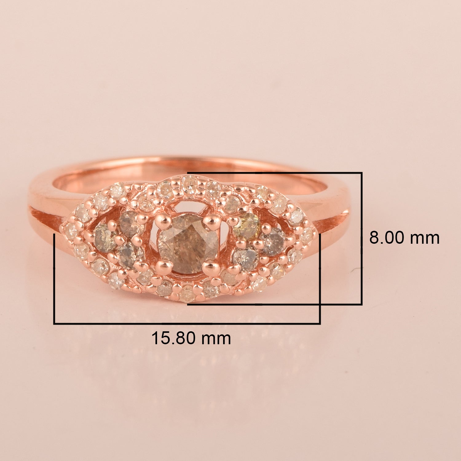 Anillo de diamantes color champán natural de 0,50 ct