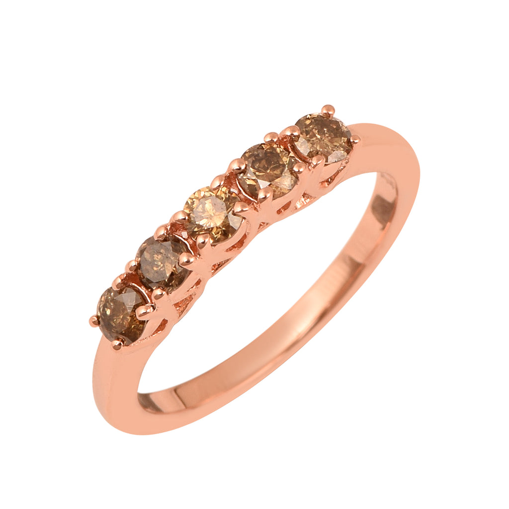 0.75ct Natural Champagne Diamond Band Ring