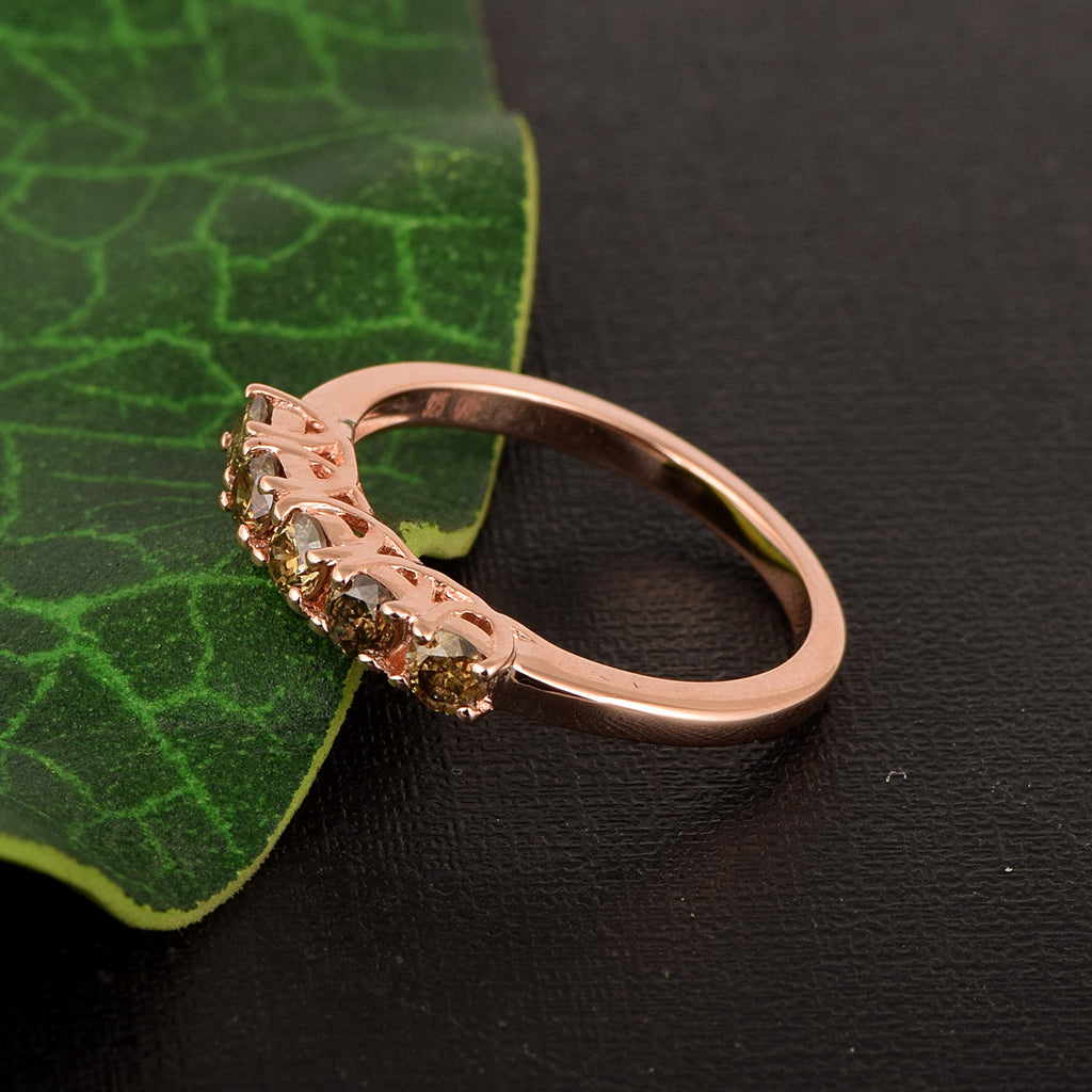 0.75ct Natural Champagne Diamond Band Ring