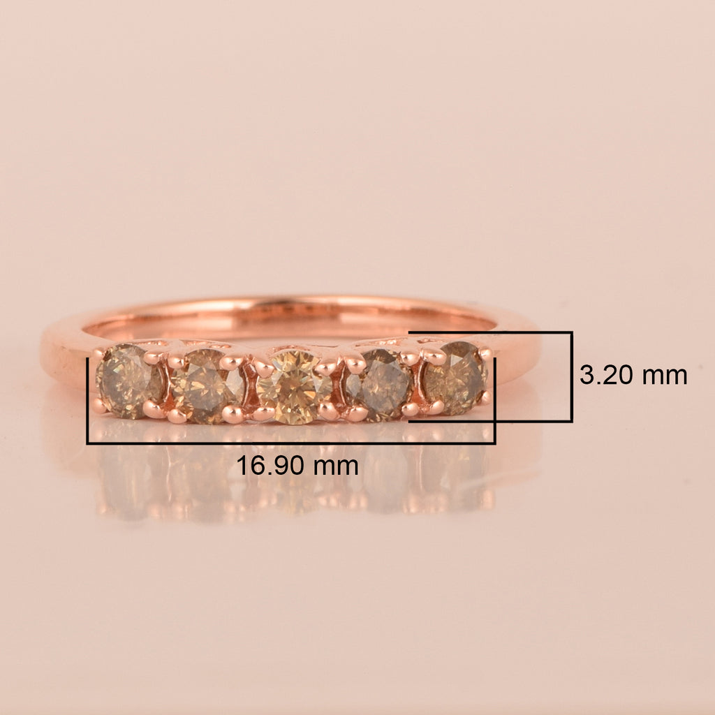 0.75ct Natural Champagne Diamond Band Ring