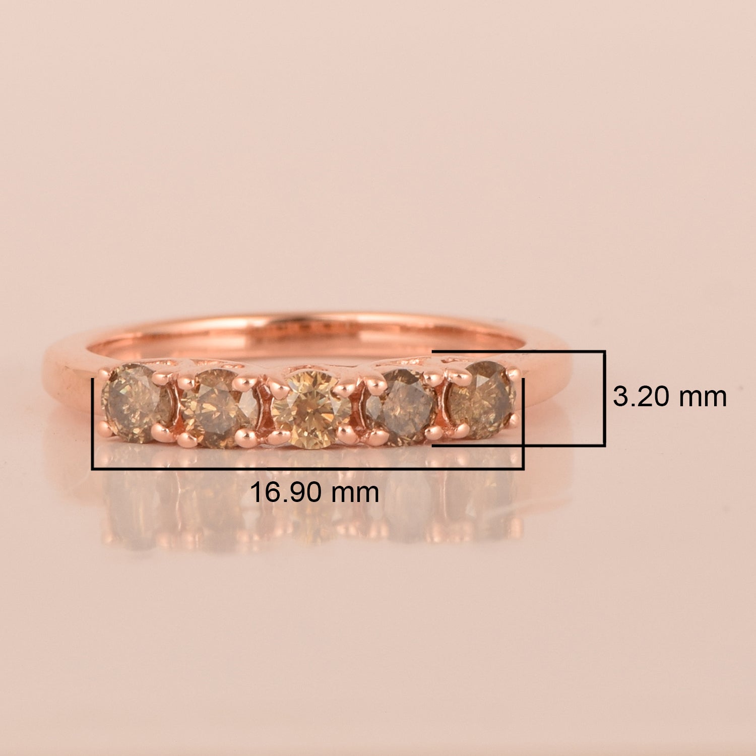 0.75ct Natural Champagne Diamond Band Ring