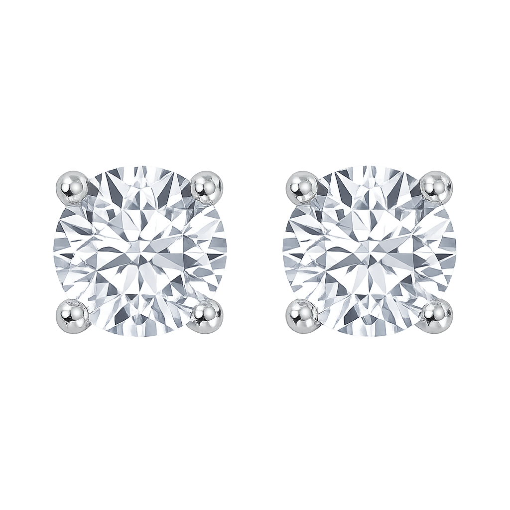 1.00 Carat IGI Certified Lab Grown Diamond Round Cut Studs Earrings 14k White/Yellow Gold 4 Prong Screw back & Push Back Jewelry Gift Box Packaging
