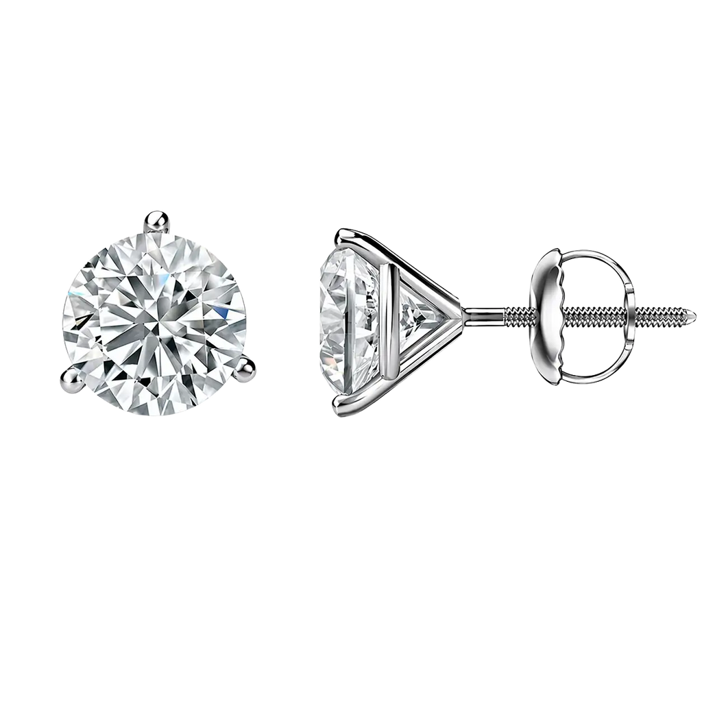 2 Carat Martini 3-Prong Lab Grown Diamond Stud Earrings