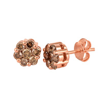 Champagne Diamond Pressure Set Flower Earring