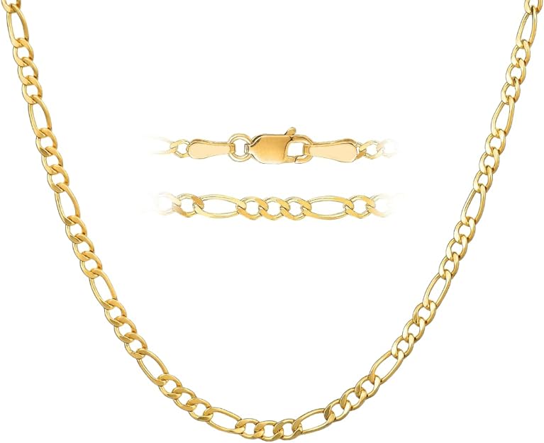 Cadena Figaro de oro amarillo de 14 quilates de 2,75 mm (18 a 24 pulgadas)