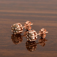 Champagne Diamond Pressure Set Flower Earring